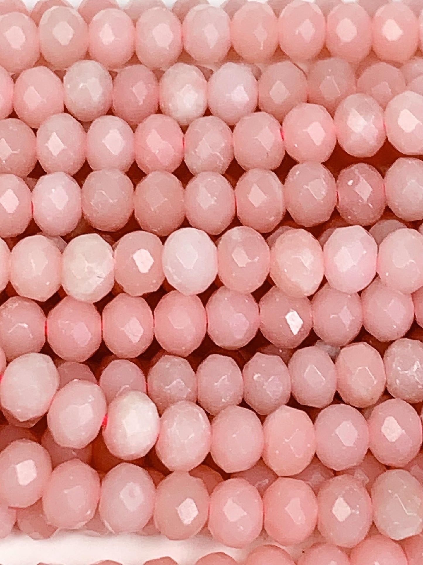 Natural Pink Opal Faceted Rondelle Beads - 15.5" Strand