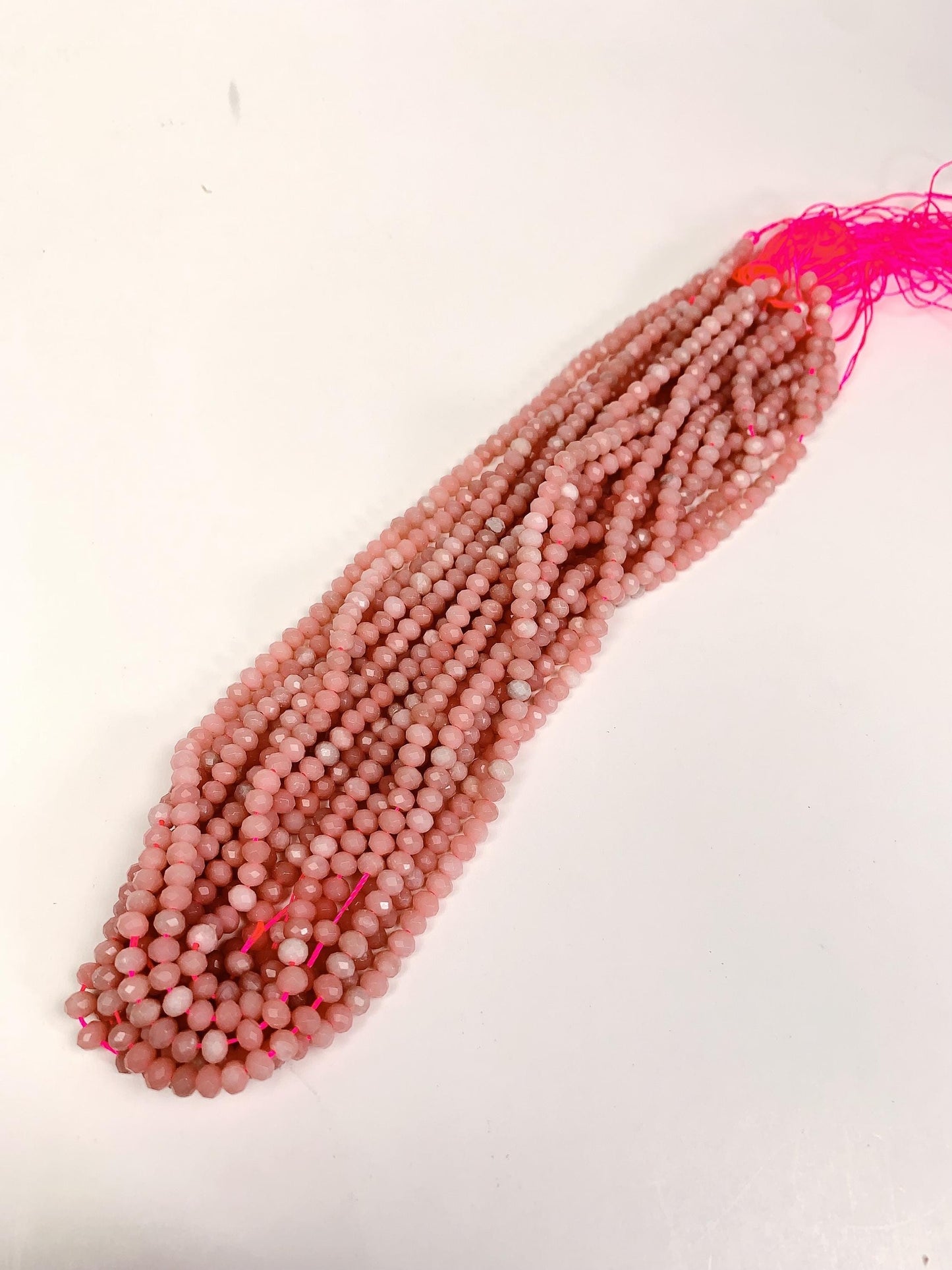 Natural Pink Opal Faceted Rondelle Beads - 15.5" Strand