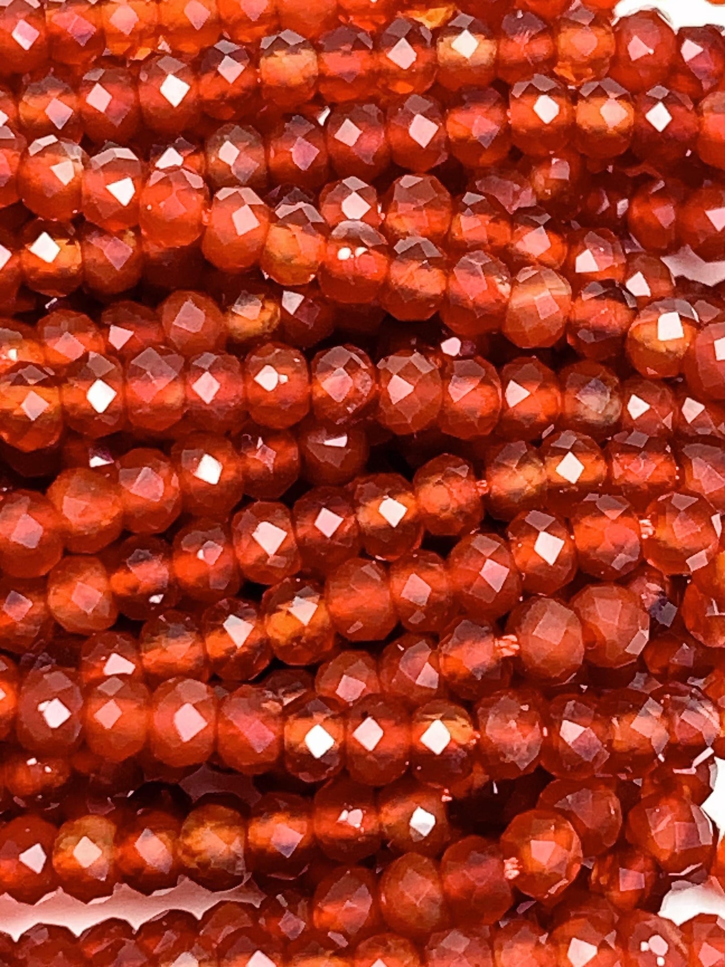 Genuine Natural Clear Red Agate Faceted Rondelle Beads 15.5" Strand
