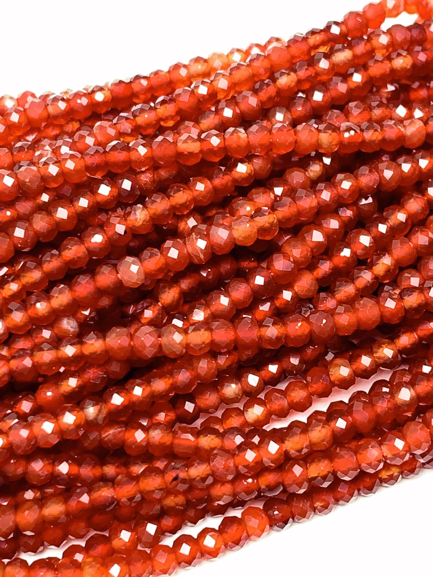 Genuine Natural Clear Red Agate Faceted Rondelle Beads 15.5" Strand