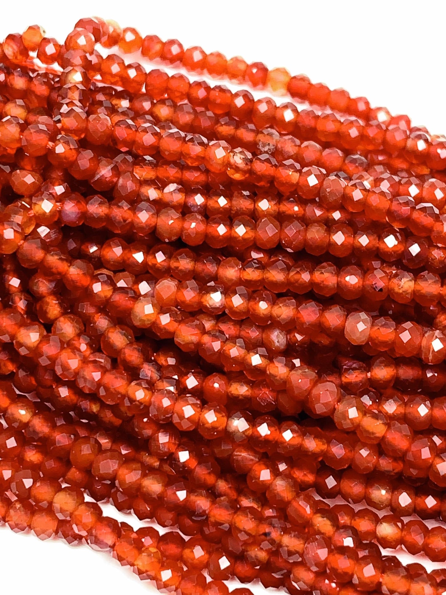 Genuine Natural Clear Red Agate Faceted Rondelle Beads 15.5" Strand