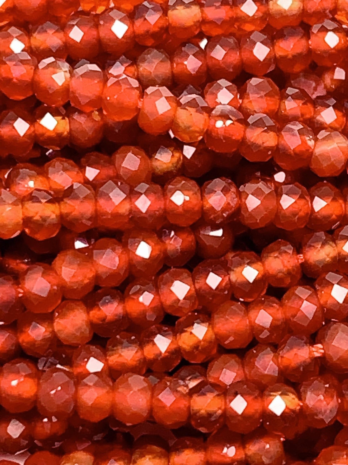 Genuine Natural Clear Red Agate Faceted Rondelle Beads 15.5" Strand