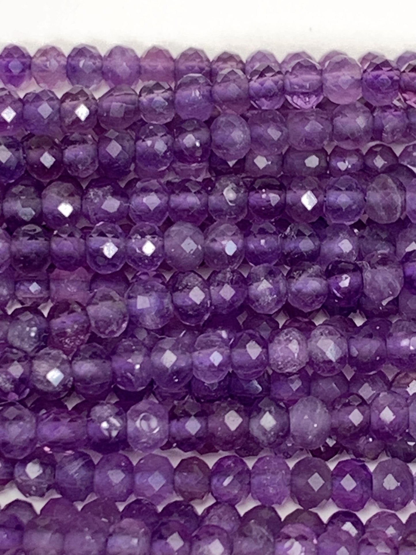 Natural Purple Amethyst Faceted Rondelle Beads - 15.5" Strand (2x3mm)