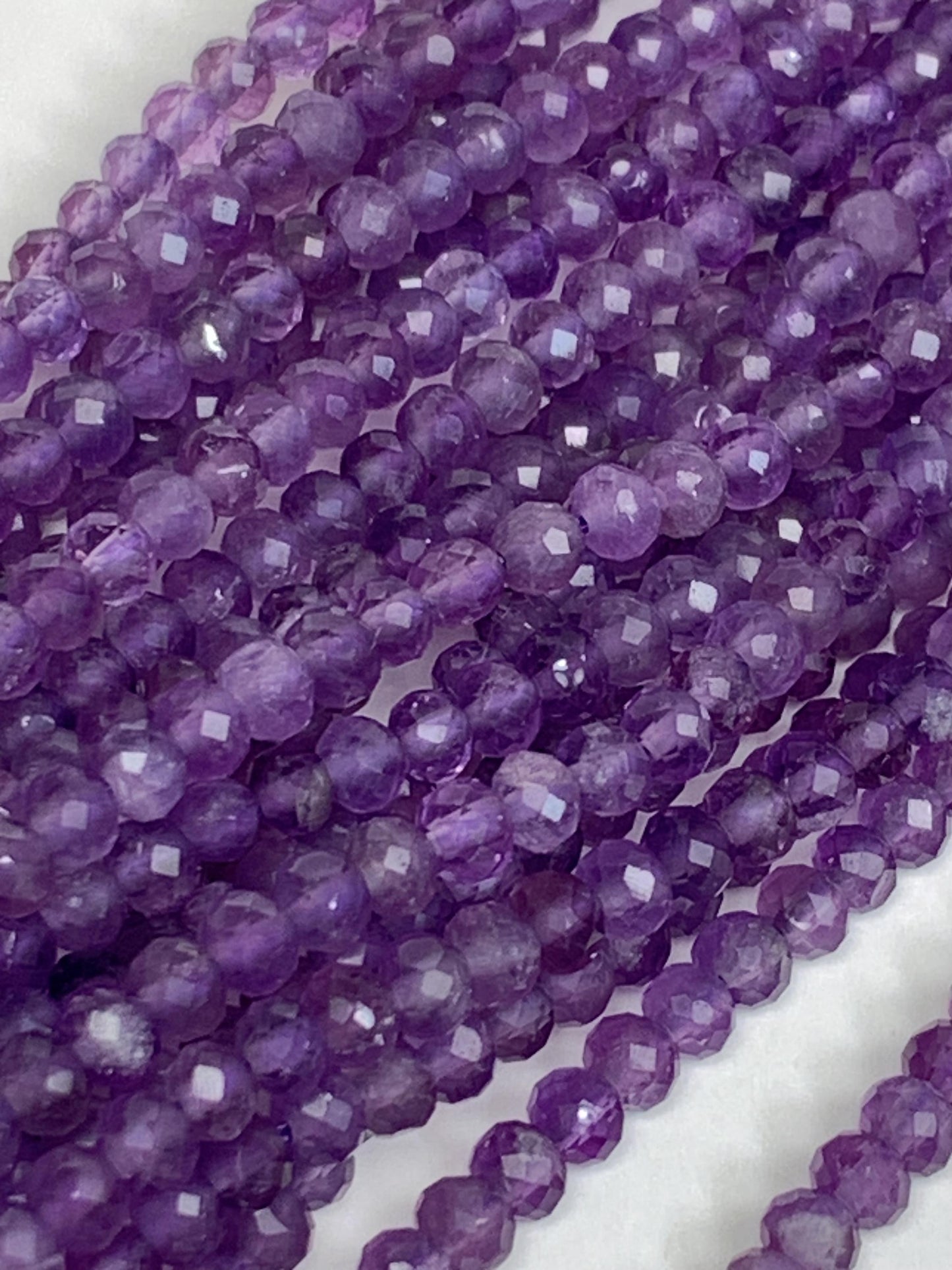 Natural Purple Amethyst Faceted Rondelle Beads - 15.5" Strand (2x3mm)