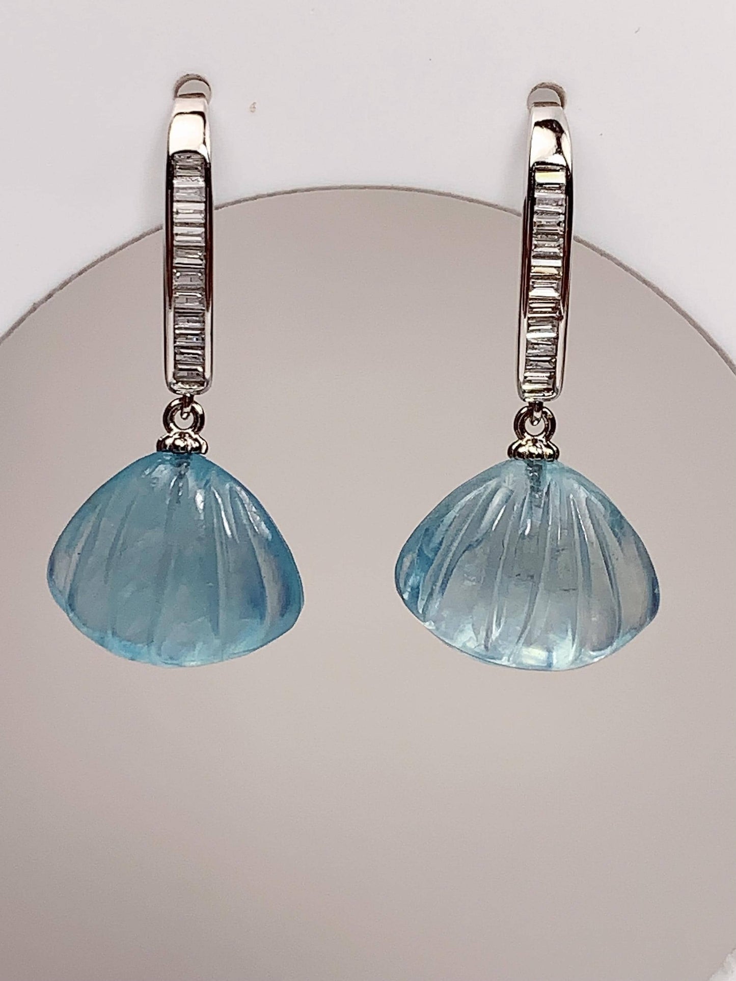 Blue Aquamarine Shell Earrings: 18k Gold Plated Sterling Silver