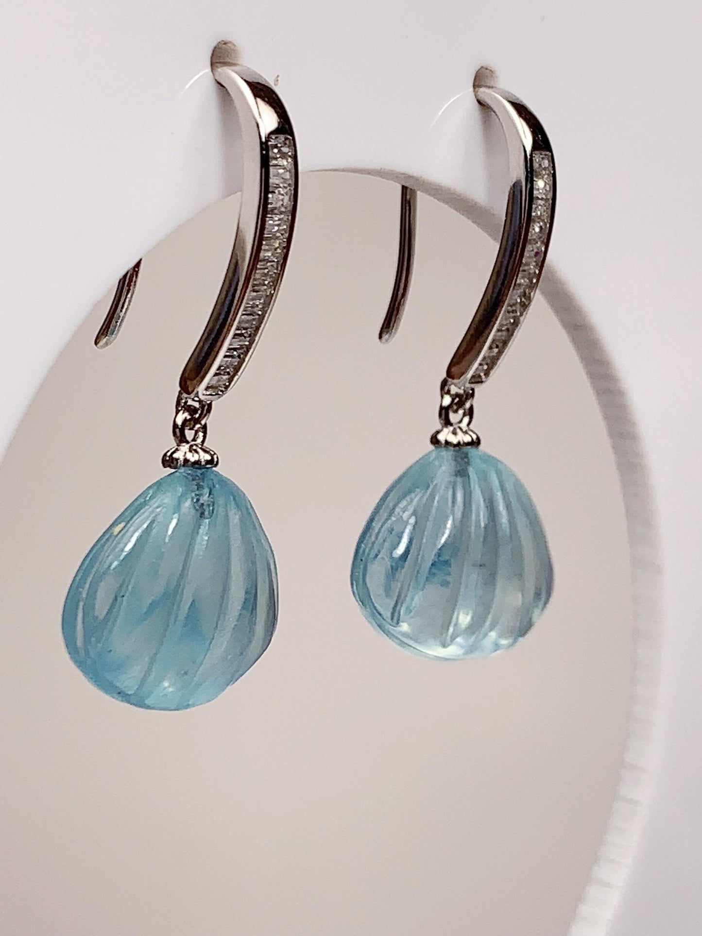 Blue Aquamarine Shell Earrings: 18k Gold Plated Sterling Silver