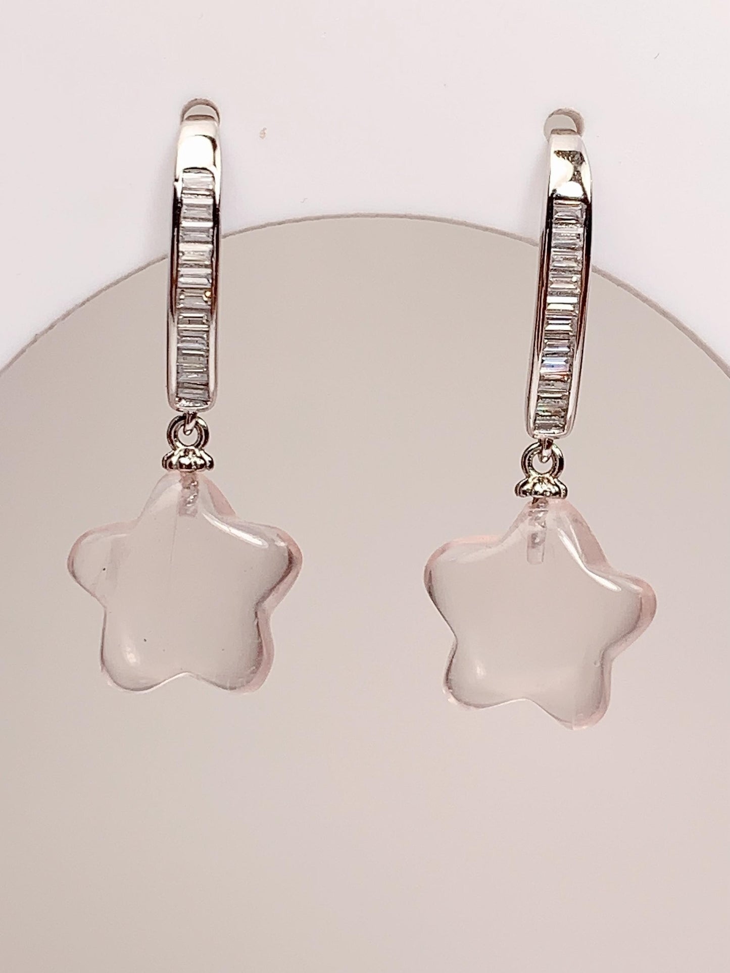 Rose Quartz Star Earrings: 18k Gold Plated Sterling Silver Studs