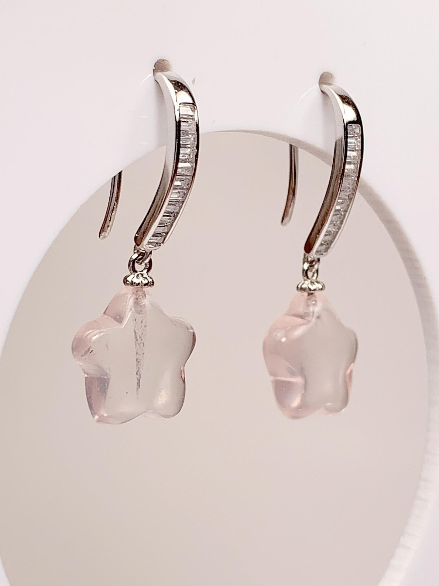 Rose Quartz Star Earrings: 18k Gold Plated Sterling Silver Studs
