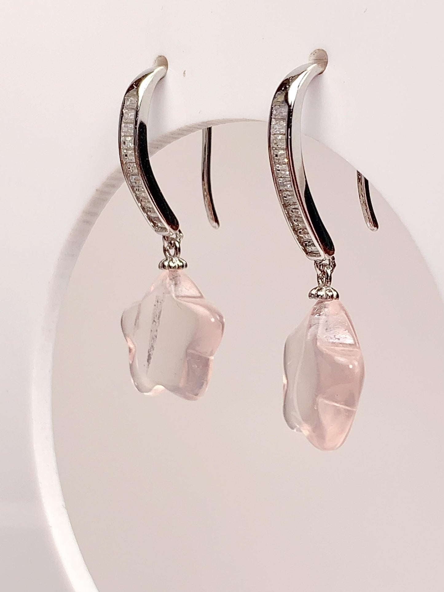 Rose Quartz Star Earrings: 18k Gold Plated Sterling Silver Studs
