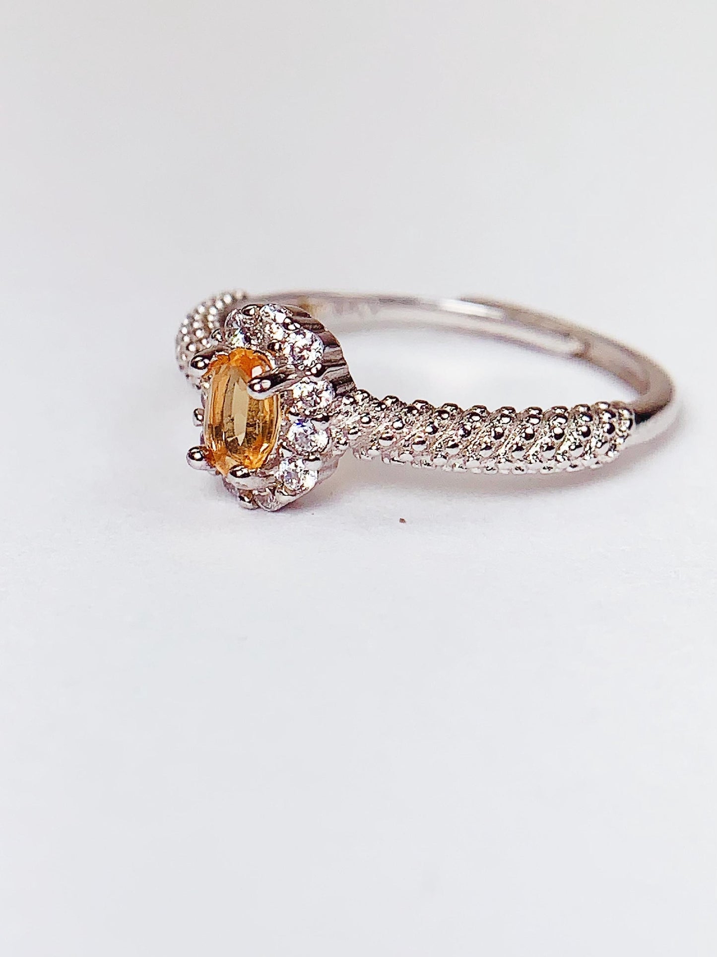 Citrine Ring: Oval Cut, 18K Gold Plated Sterling Silver, Adjustable