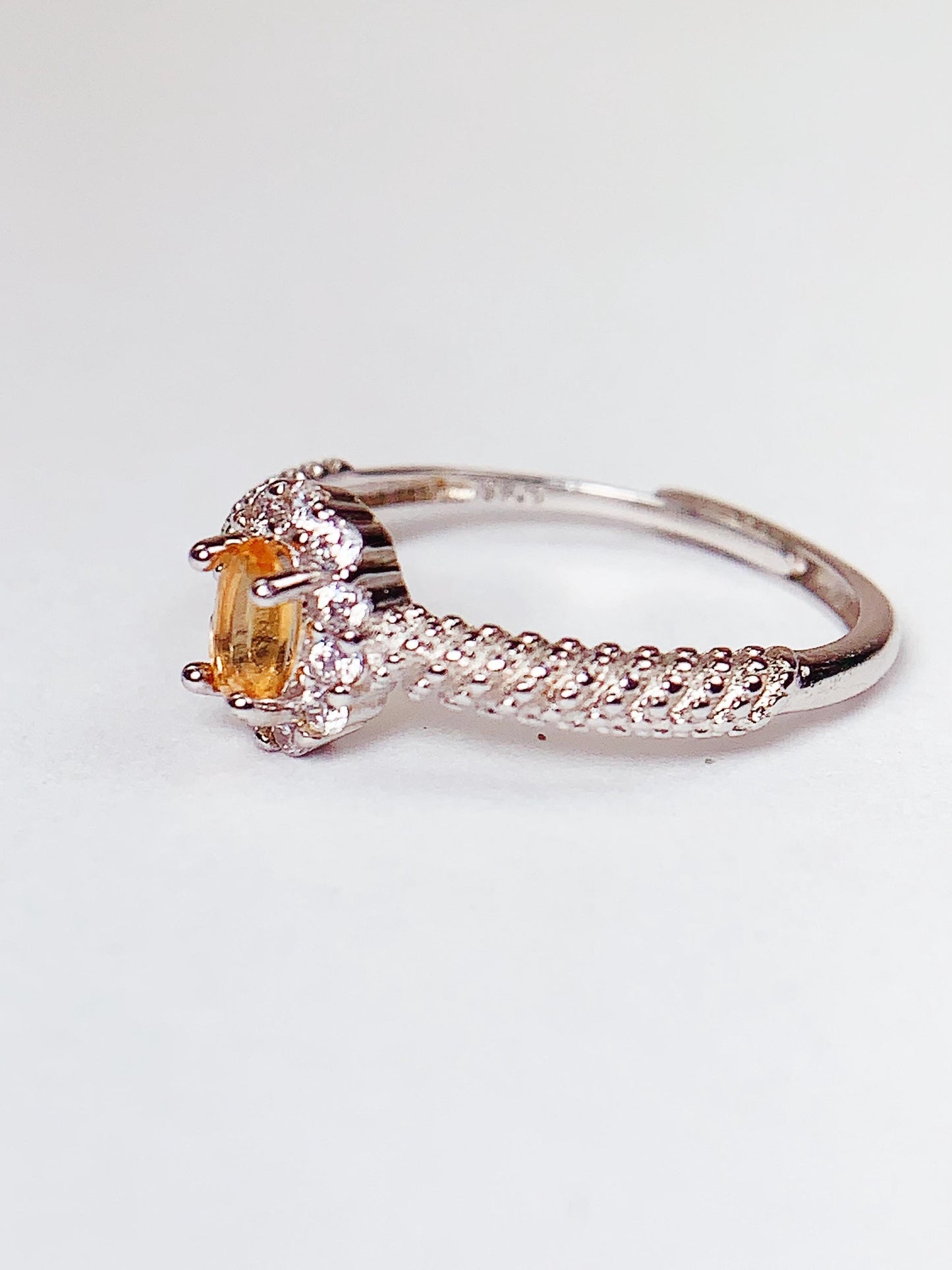 Citrine Ring: Oval Cut, 18K Gold Plated Sterling Silver, Adjustable