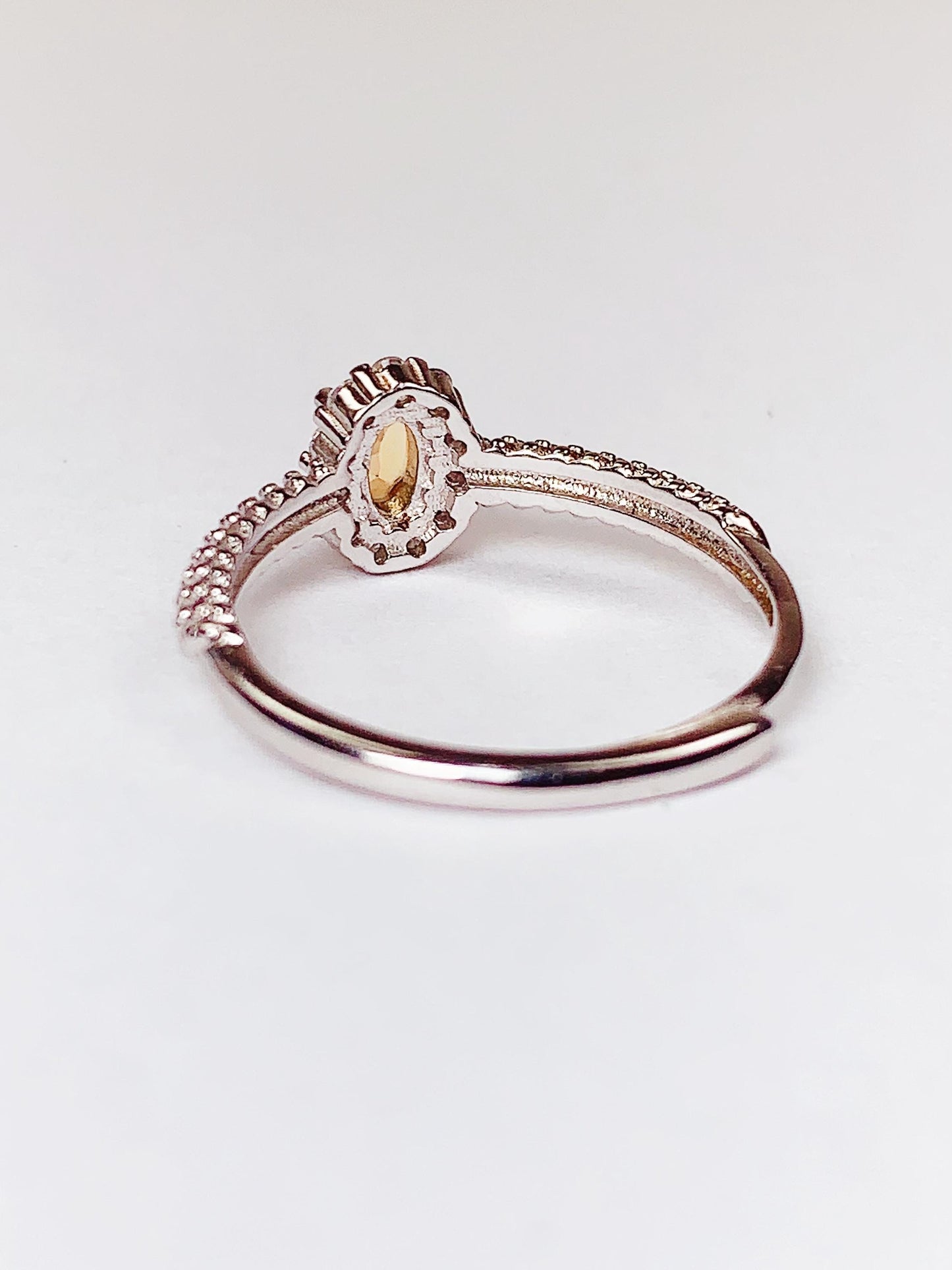 Citrine Ring: Oval Cut, 18K Gold Plated Sterling Silver, Adjustable