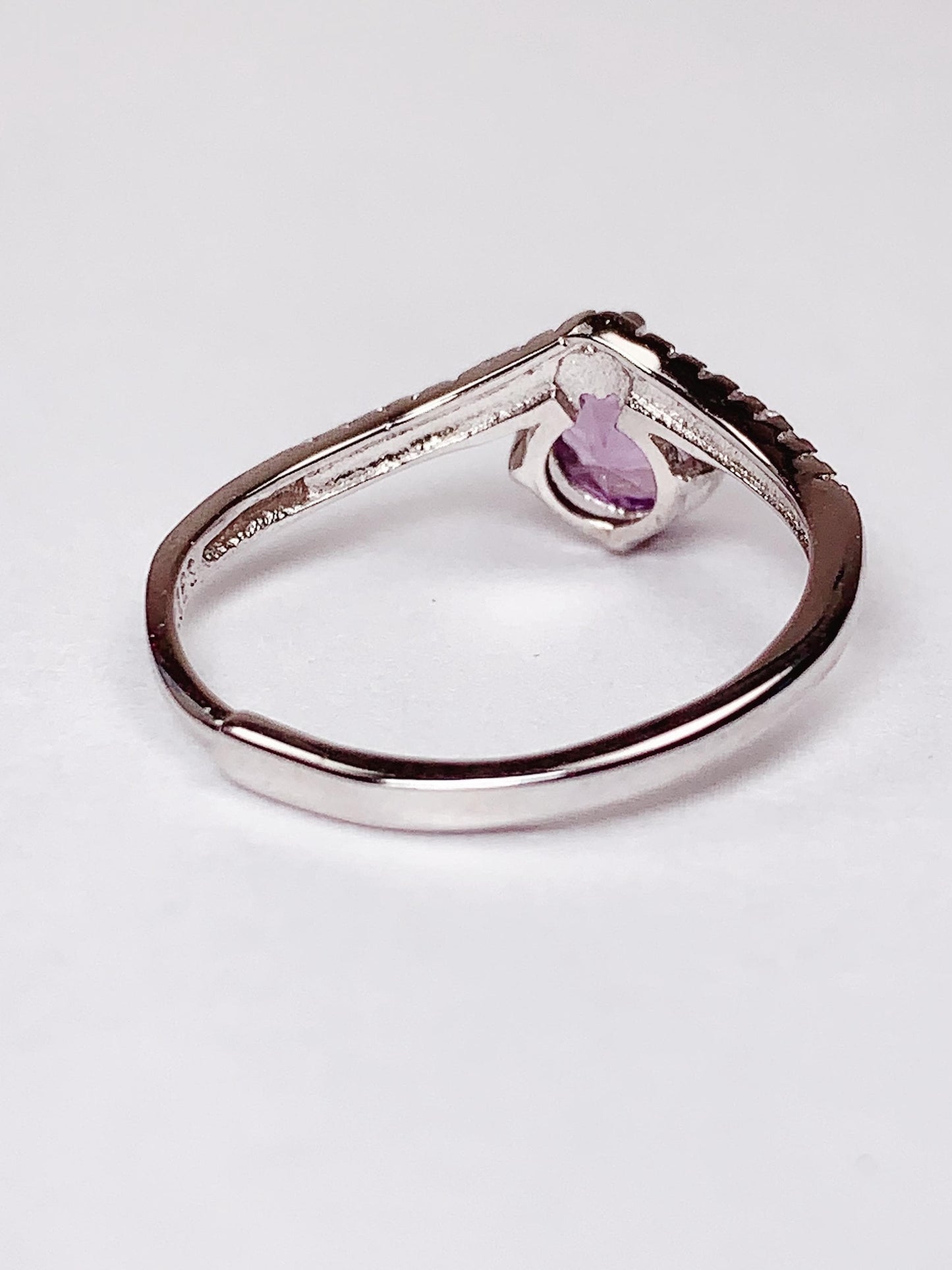 Amethyst Sterling Silver Ring: 18K Gold Plated, Adjustable