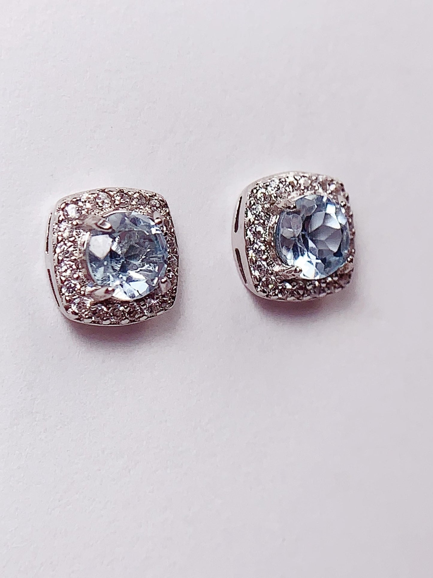 Sky Blue Topaz Sterling Silver Earrings: 18k Gold Plated, AAA Gem