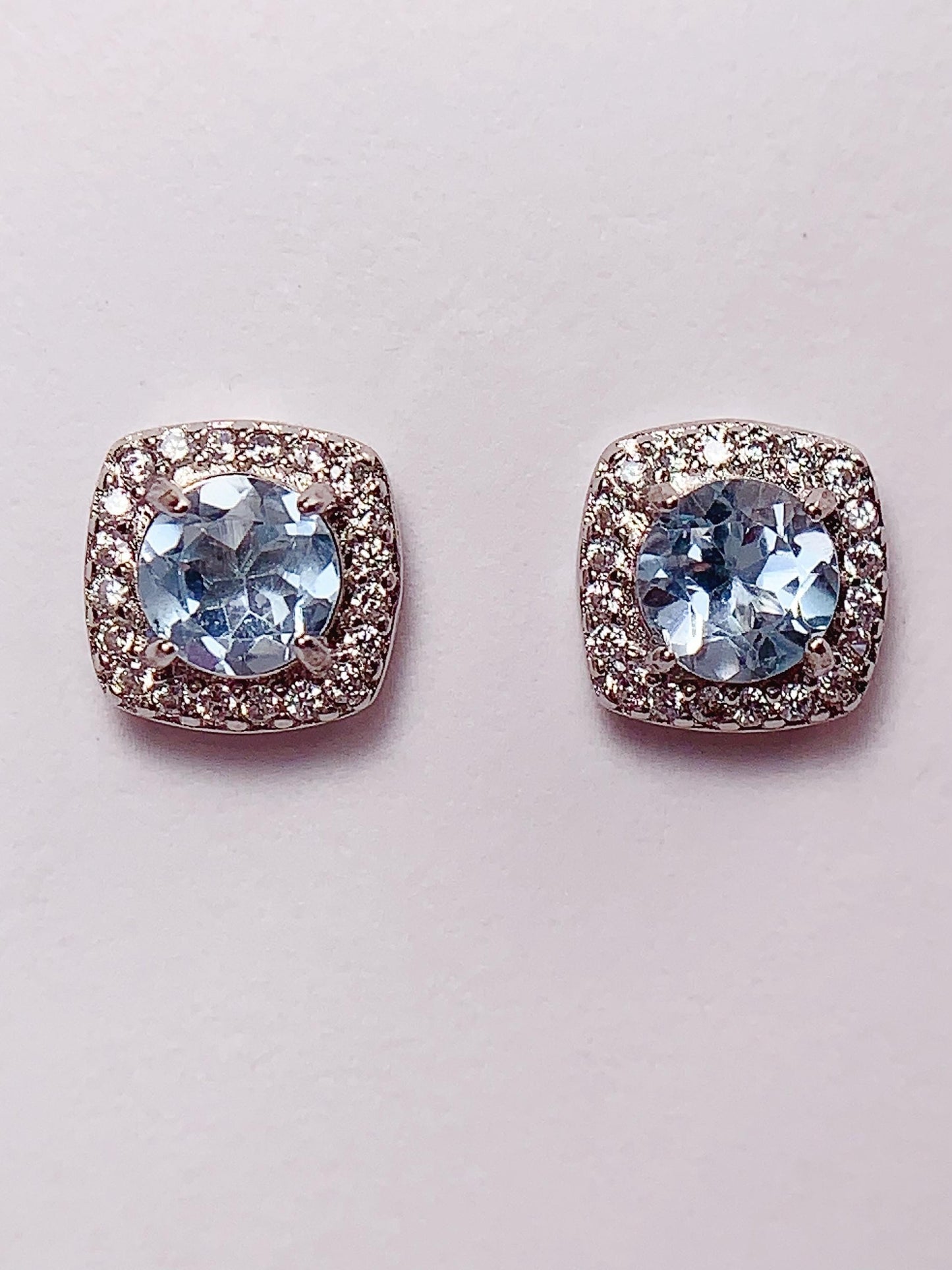 Sky Blue Topaz Sterling Silver Earrings: 18k Gold Plated, AAA Gem