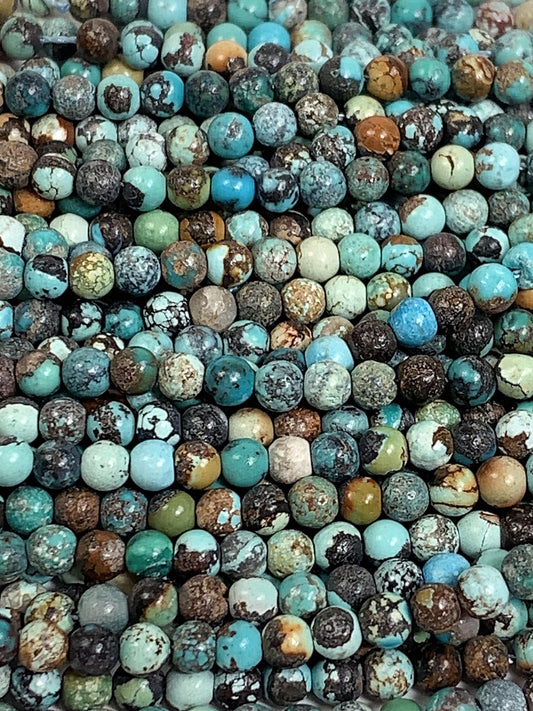Natural Turquoise Round Beads: Blue & Brown Gemstone Strand (2mm 3mm 4mm)
