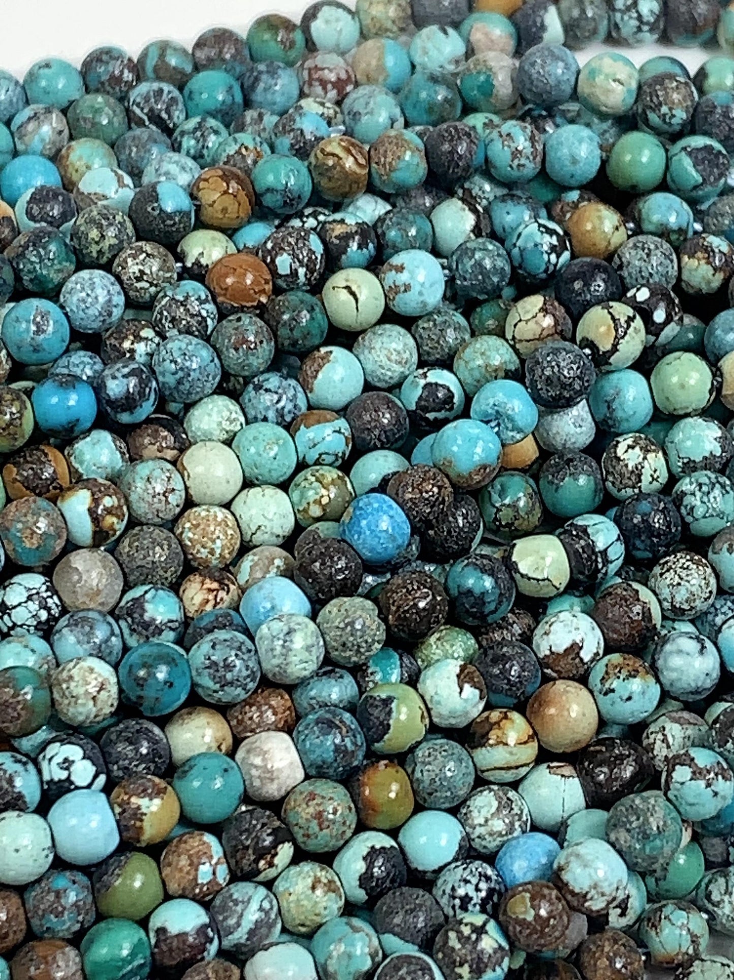 Natural Turquoise Round Beads: Blue & Brown Gemstone Strand (2mm 3mm 4mm)