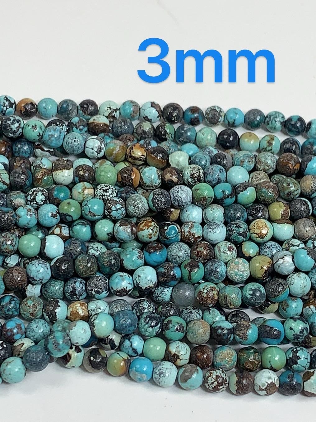 Natural Turquoise Round Beads: Blue & Brown Gemstone Strand (2mm 3mm 4mm)