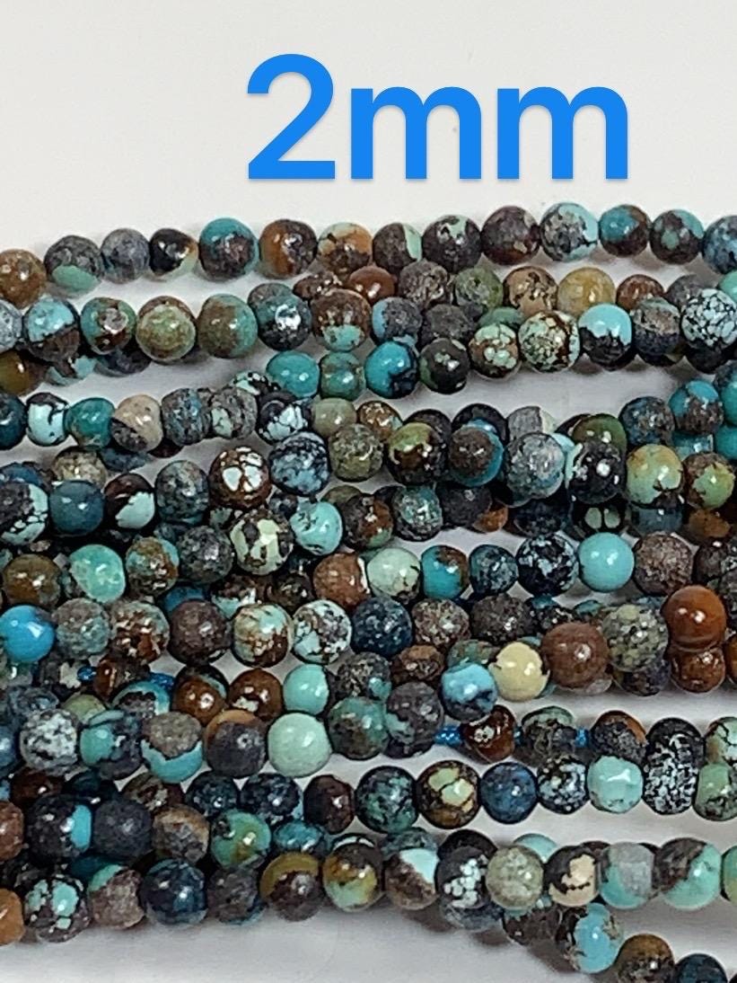 Natural Turquoise Round Beads: Blue & Brown Gemstone Strand (2mm 3mm 4mm)