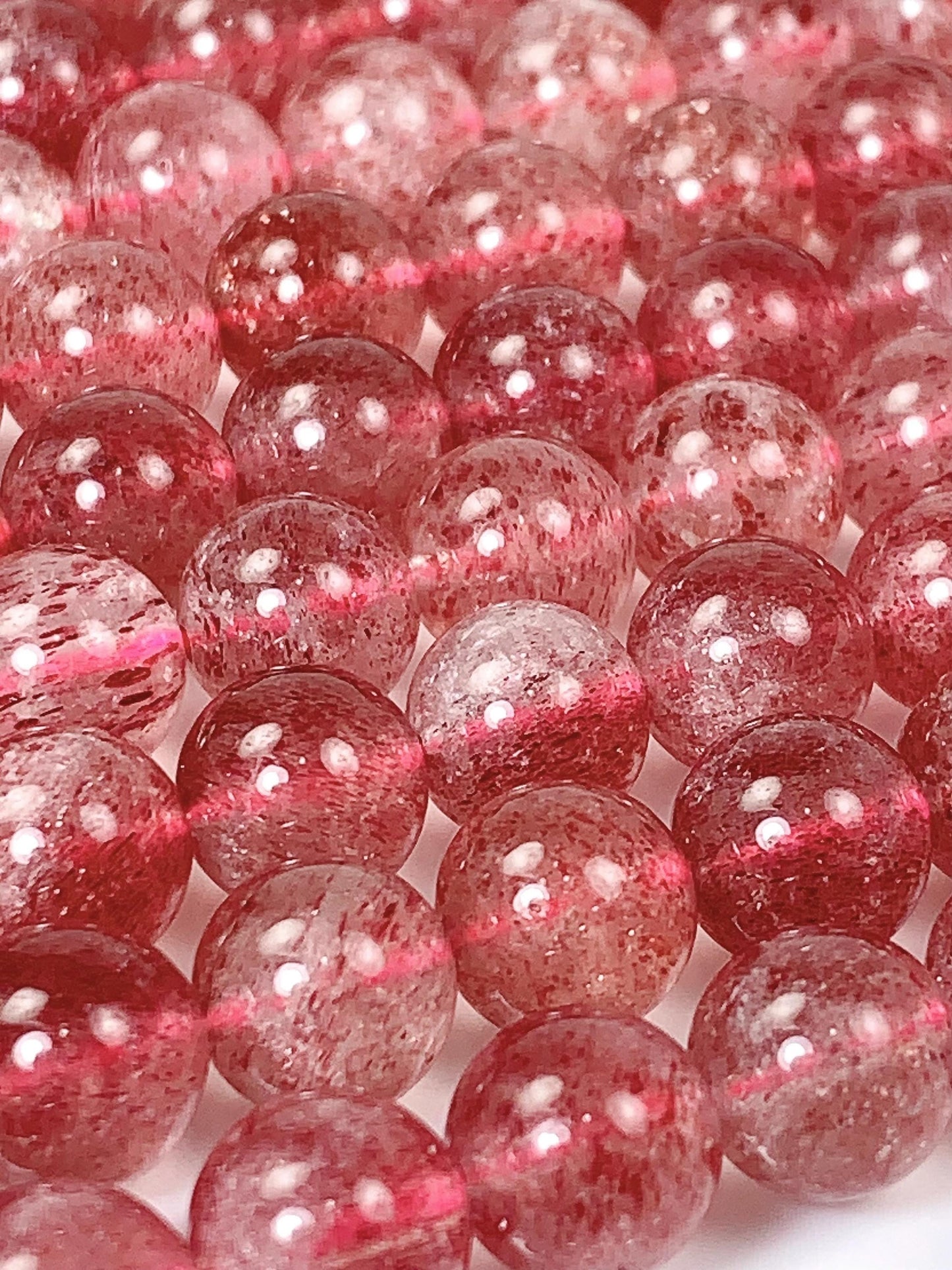 Genuine Natural Red Strawberry Quartz Smooth Round Beads 15.5" Strand Gemstone 8mm