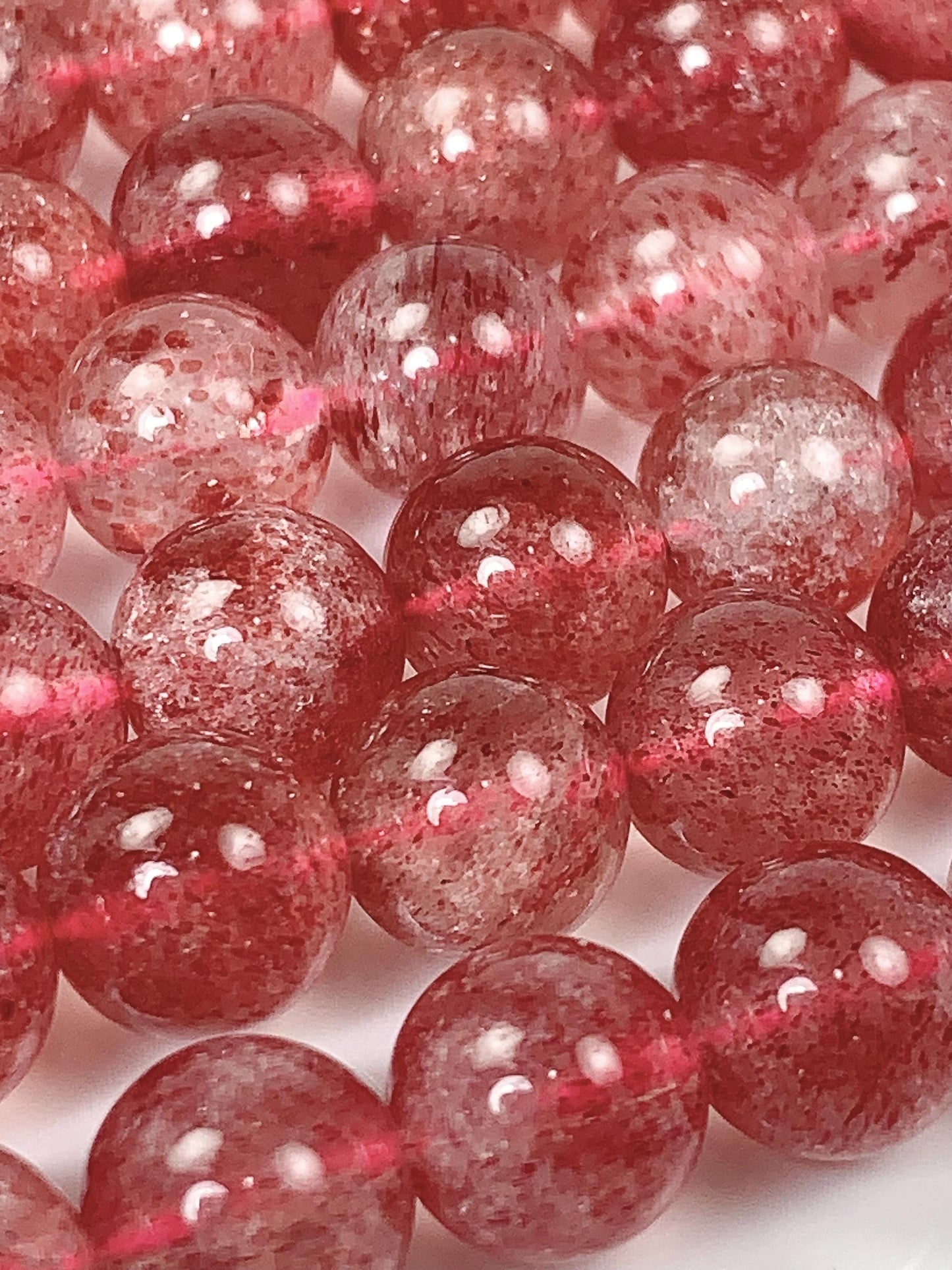 Genuine Natural Red Strawberry Quartz Smooth Round Beads 15.5" Strand Gemstone 8mm