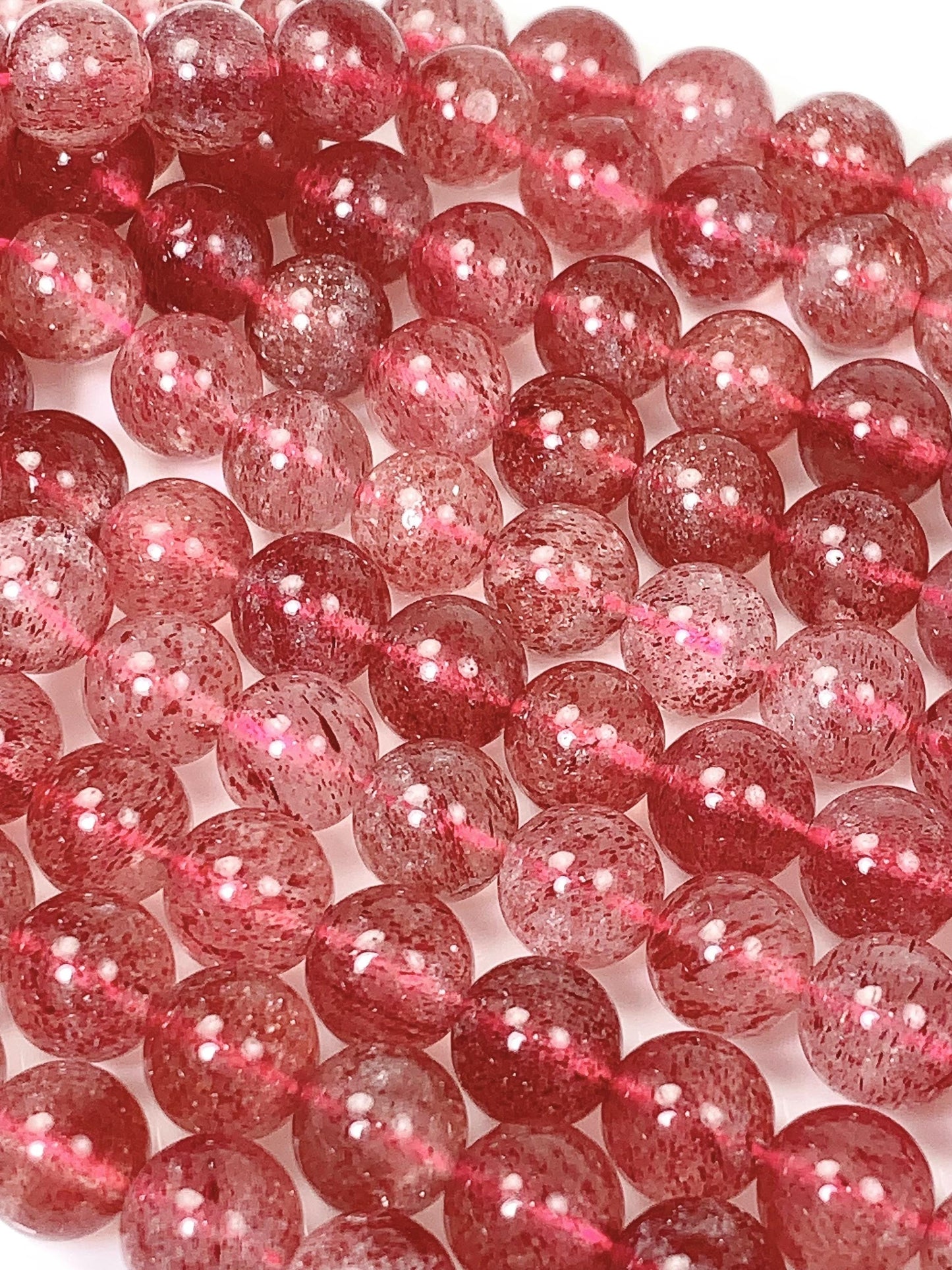 Genuine Natural Red Strawberry Quartz Smooth Round Beads 15.5" Strand Gemstone 8mm