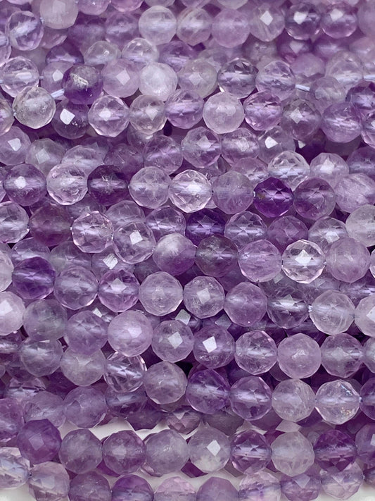 AAA Lavender Amethyst Faceted Round Beads: Natural Gemstone Strand