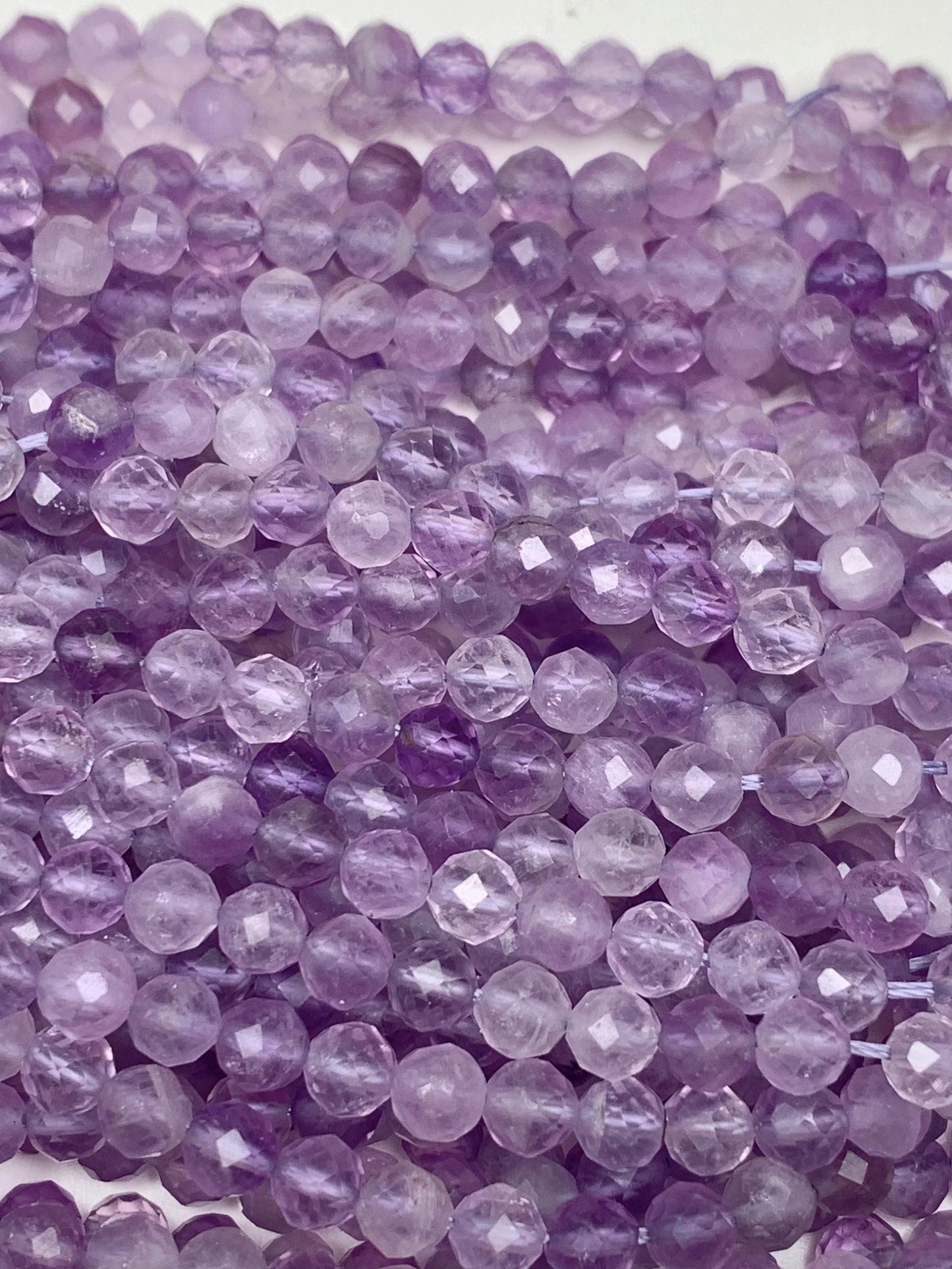 AAA Lavender Amethyst Faceted Round Beads: Natural Gemstone Strand