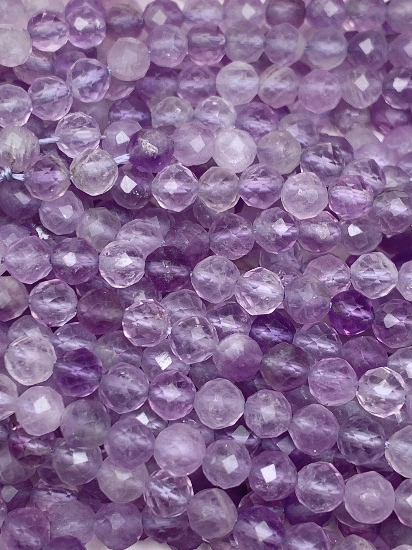 AAA Lavender Amethyst Faceted Round Beads: Natural Gemstone Strand