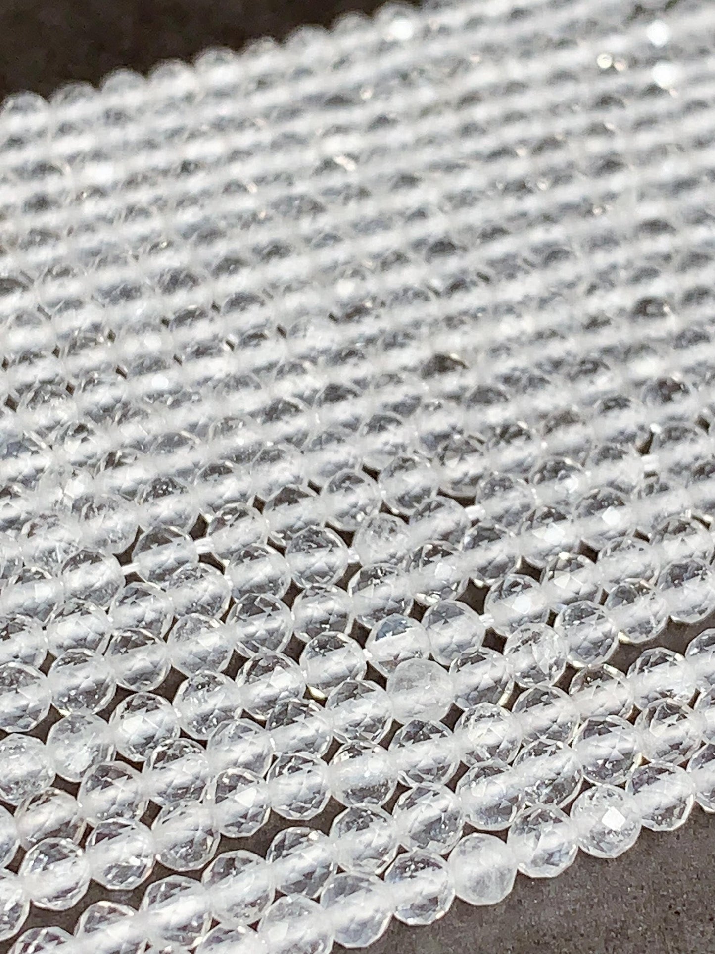 AAA White Clear Quartz Crystal Faceted Round Beads: Natural Gemstone Strand 15.5 (2mm 3mm 4mm)