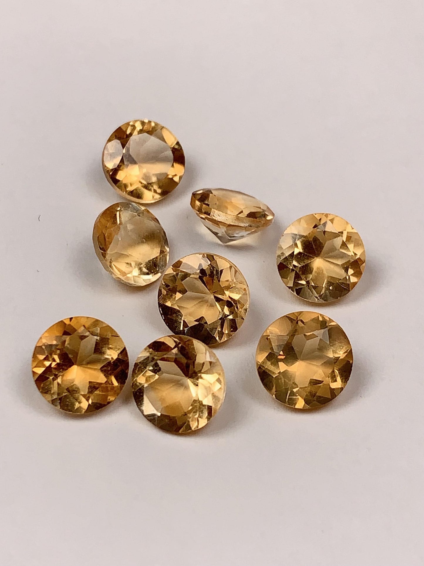 8mm Grade AAA Genuine Natural Yellow Citrine Loose Gems Gemstone faceted round cut
