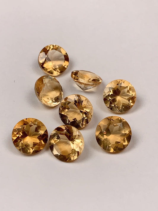 8mm Grade AAA Genuine Natural Yellow Citrine Loose Gems Gemstone faceted round cut