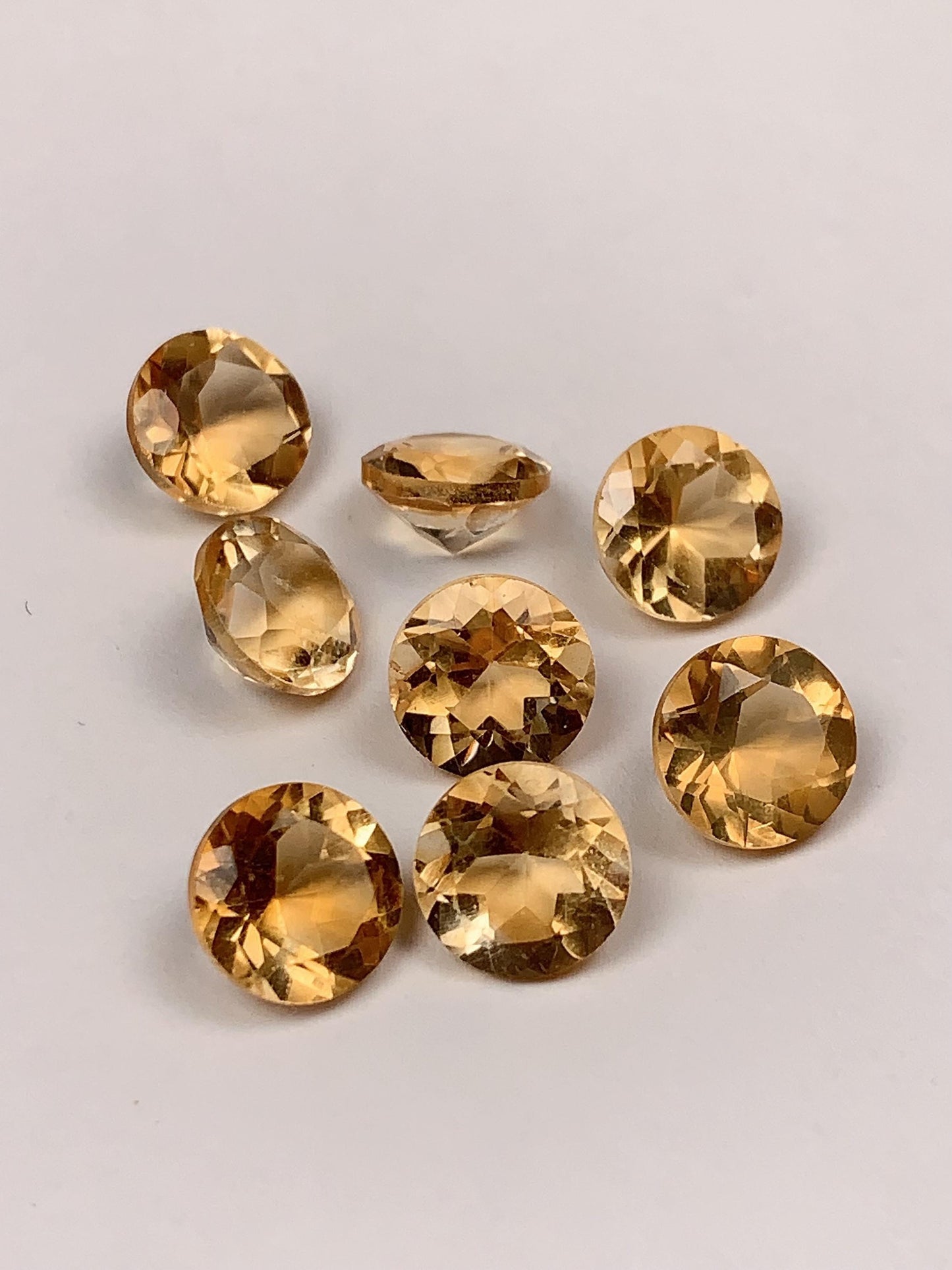 8mm Grade AAA Genuine Natural Yellow Citrine Loose Gems Gemstone faceted round cut