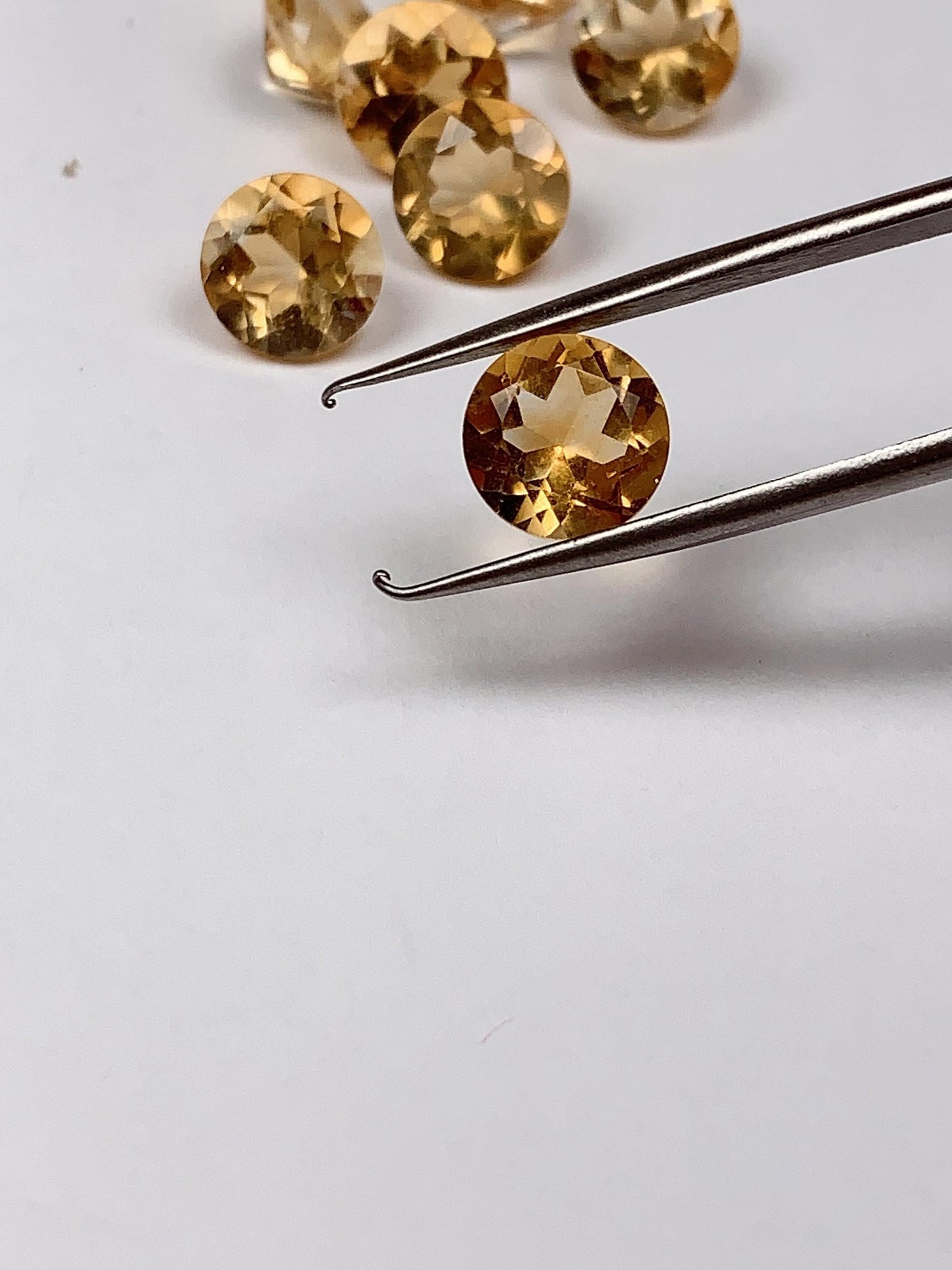 8mm Grade AAA Genuine Natural Yellow Citrine Loose Gems Gemstone faceted round cut