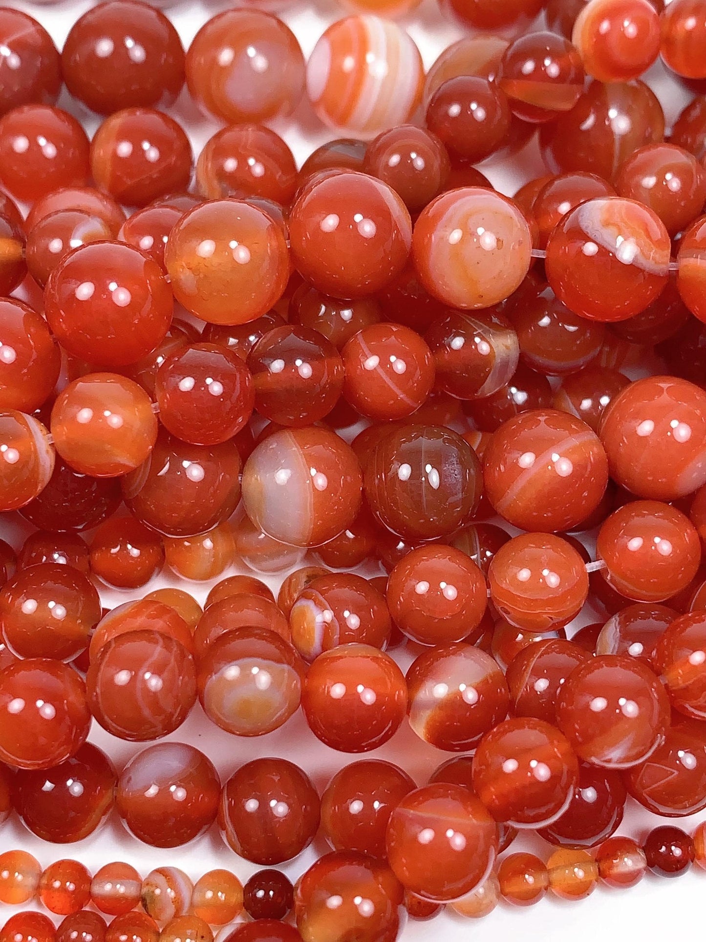 AAA Deep Red Striped Agate Smooth Round Beads: Natural Genuine Gemstone 15.5" Strand 4mm 6mm 8mm 10mm 12mm