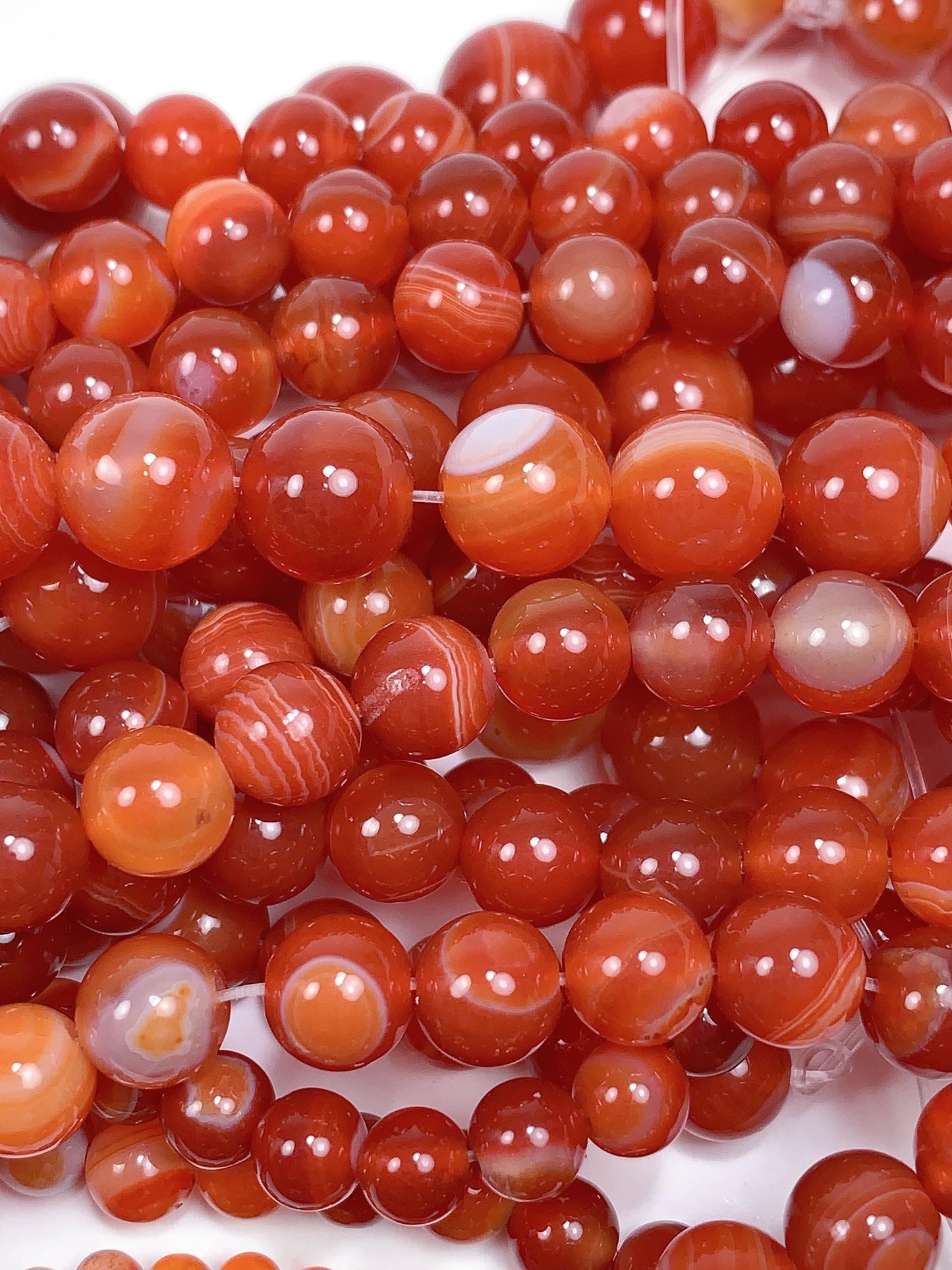 AAA Deep Red Striped Agate Smooth Round Beads: Natural Genuine Gemstone 15.5" Strand 4mm 6mm 8mm 10mm 12mm