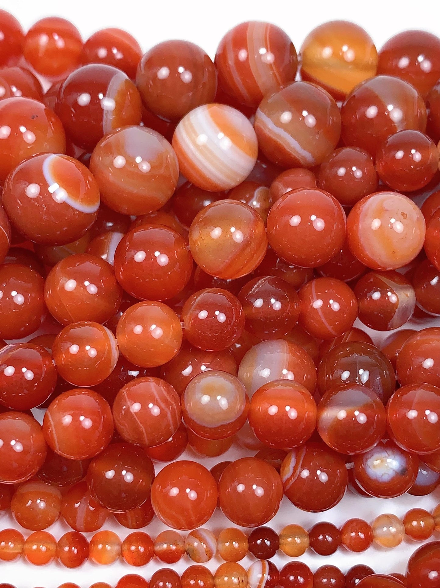AAA Deep Red Striped Agate Smooth Round Beads: Natural Genuine Gemstone 15.5" Strand 4mm 6mm 8mm 10mm 12mm