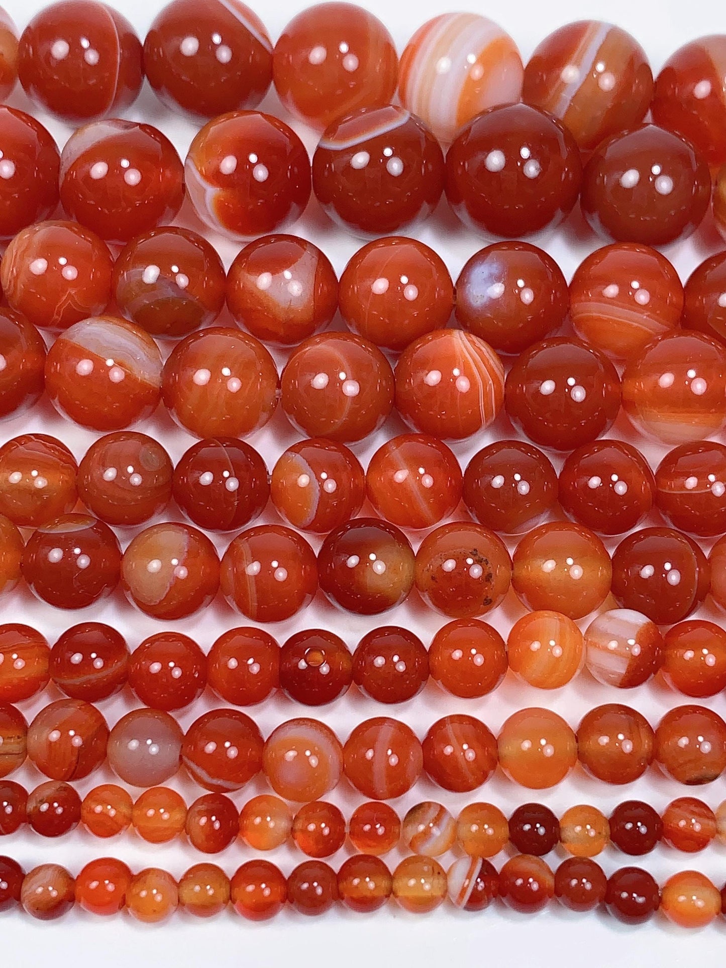 AAA Deep Red Striped Agate Smooth Round Beads: Natural Genuine Gemstone 15.5" Strand 4mm 6mm 8mm 10mm 12mm
