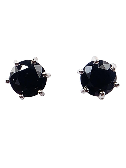 Black Spinel Earrings: 18k Gold Plated Sterling Silver Studs
