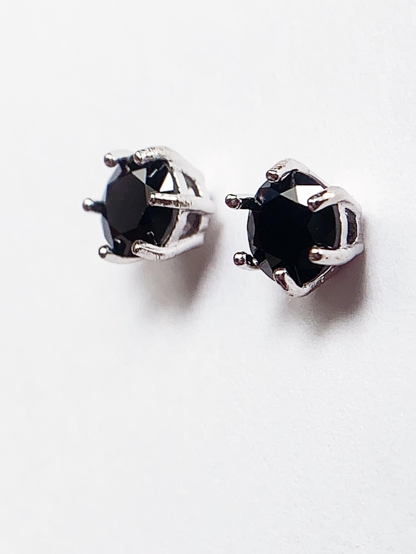 Black Spinel Earrings: 18k Gold Plated Sterling Silver Studs