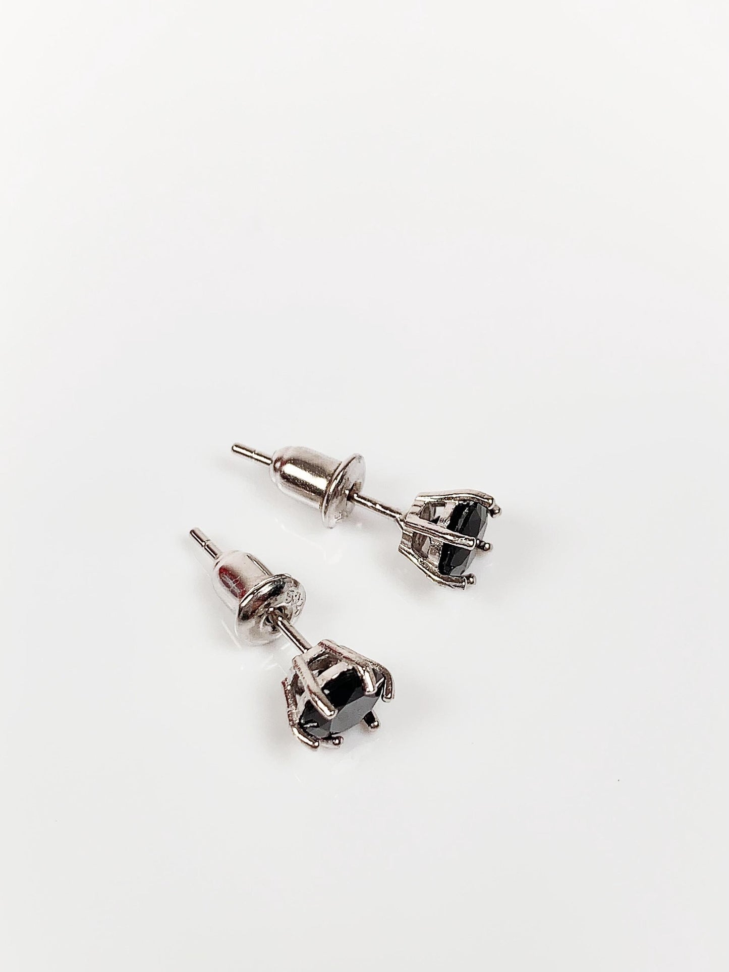 Black Spinel Earrings: 18k Gold Plated Sterling Silver Studs
