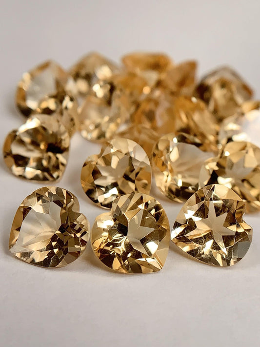 8mm Grade AAA Genuine Natural Yellow Citrine Loose Gems Gemstone faceted heart cut