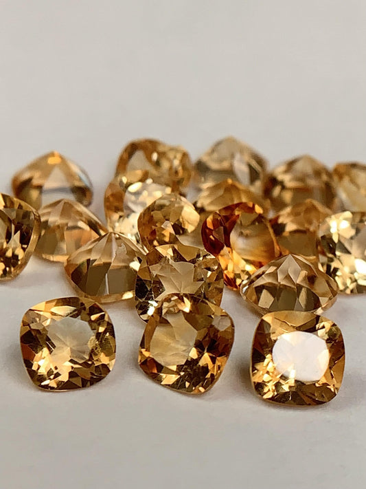 5mm Grade AAA Genuine Natural Yellow Citrine Loose Gems Gemstone faceted square cut