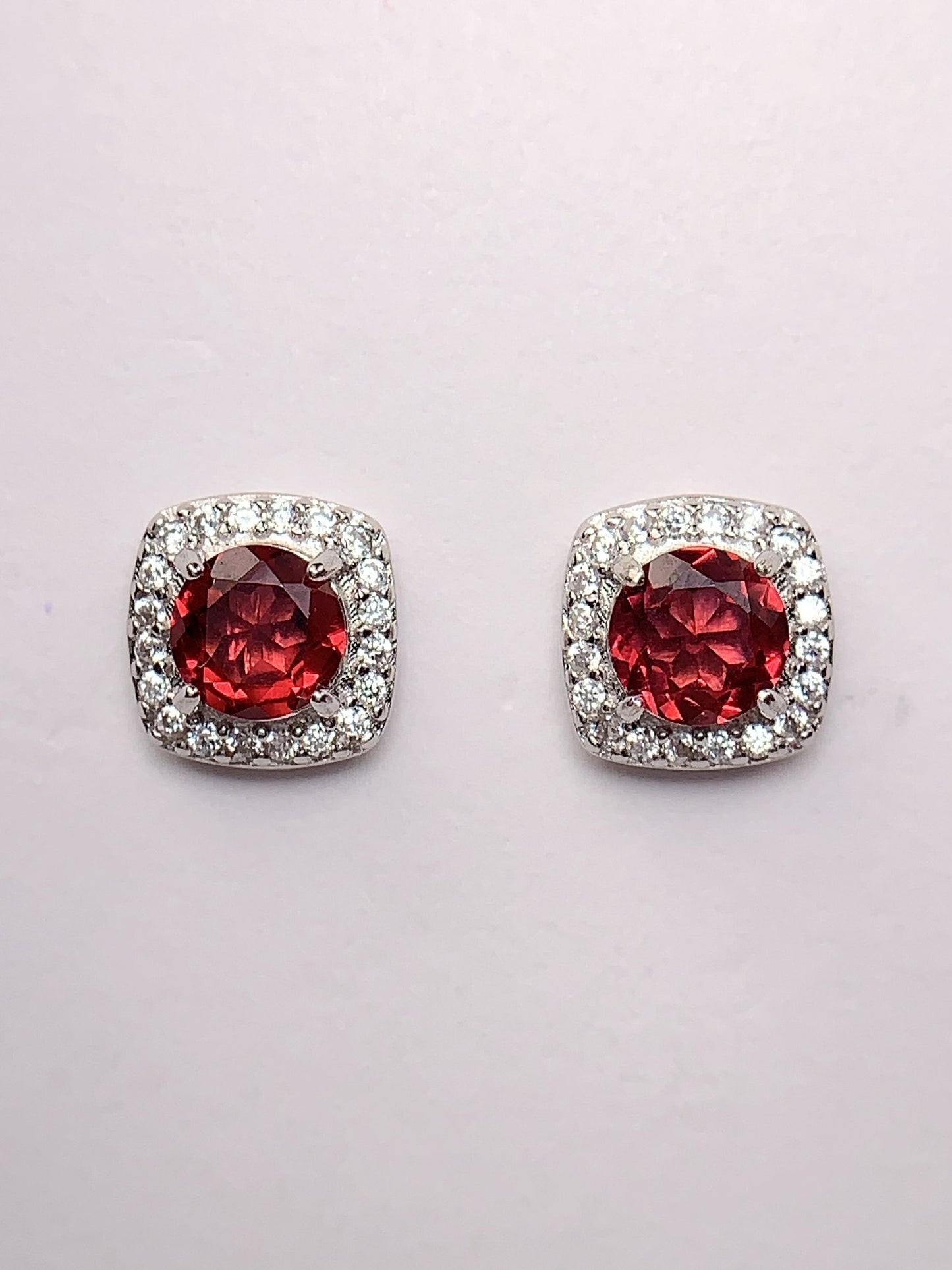 Red Garnet Sterling Silver Earrings: 18k Gold Plated, AAA Gem