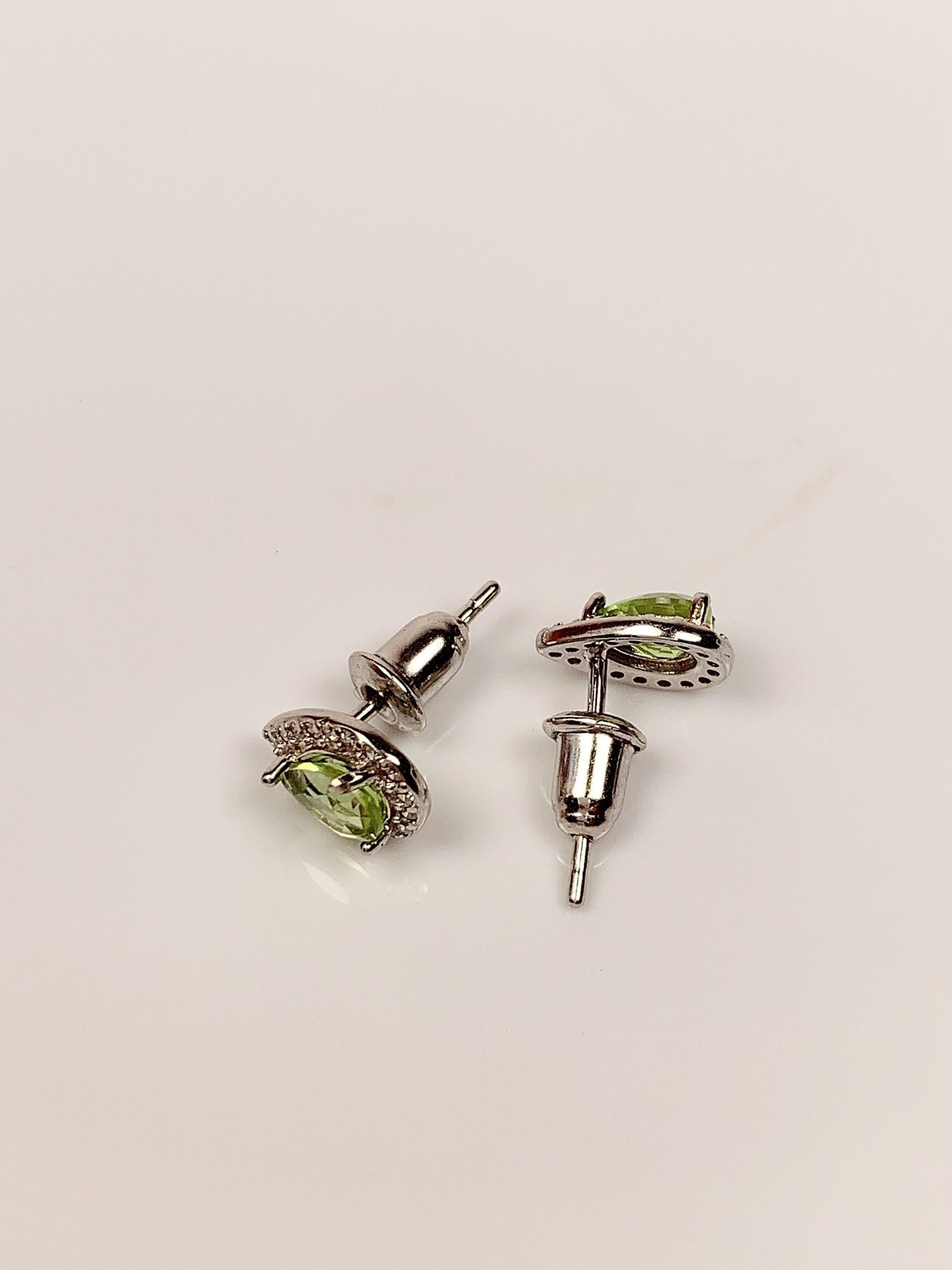 Natural Green Peridot Drop Earrings: 18k Gold Plated Sterling Silver