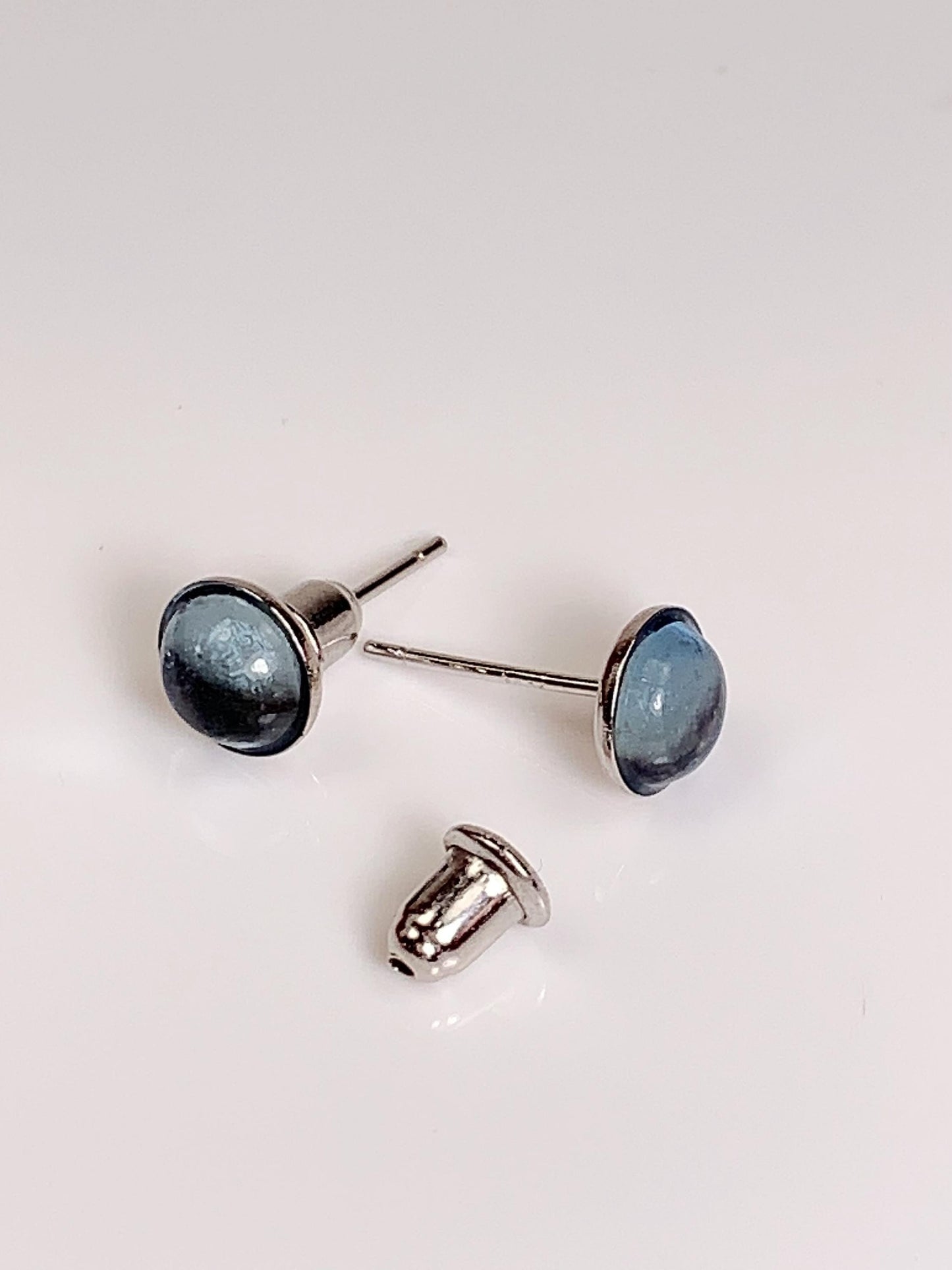 5mm Genuine Natural  Blue Aquamarine Smooth round Cut 18k Gold Plated S 925 Sterling Silver Earring