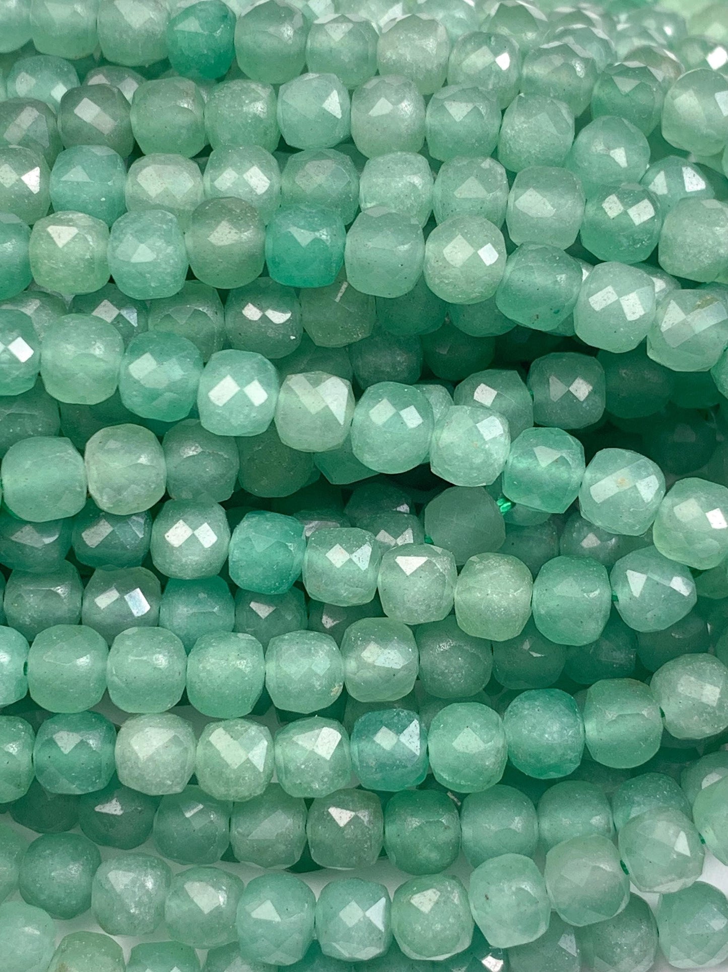 5mm + Good Quality Genuine Natural Green Aventurine Cube Square Beads 15.5" Strand
