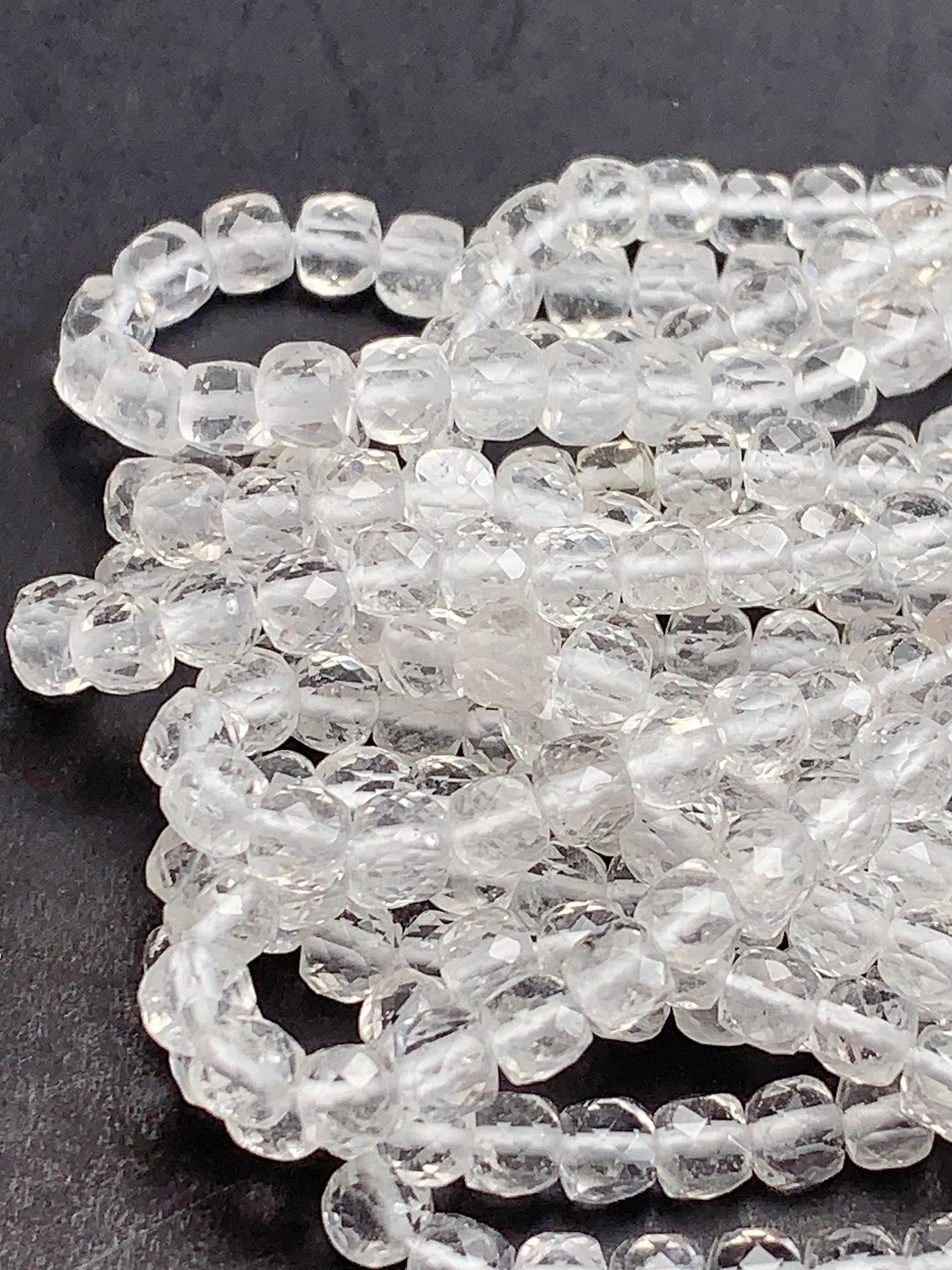 4.5mm AAA Clear Quartz White Crystal Rock Faceted Cube Square Beads 15.5" Strand