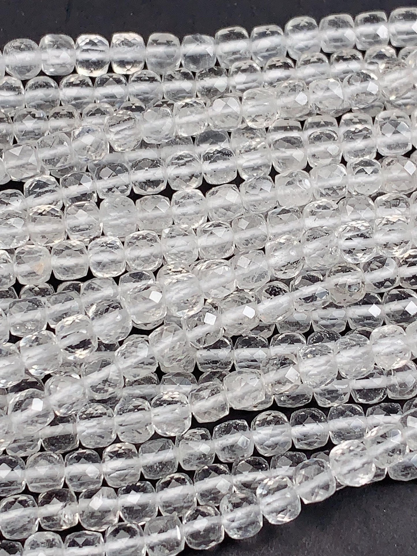 4.5mm AAA Clear Quartz White Crystal Rock Faceted Cube Square Beads 15.5" Strand