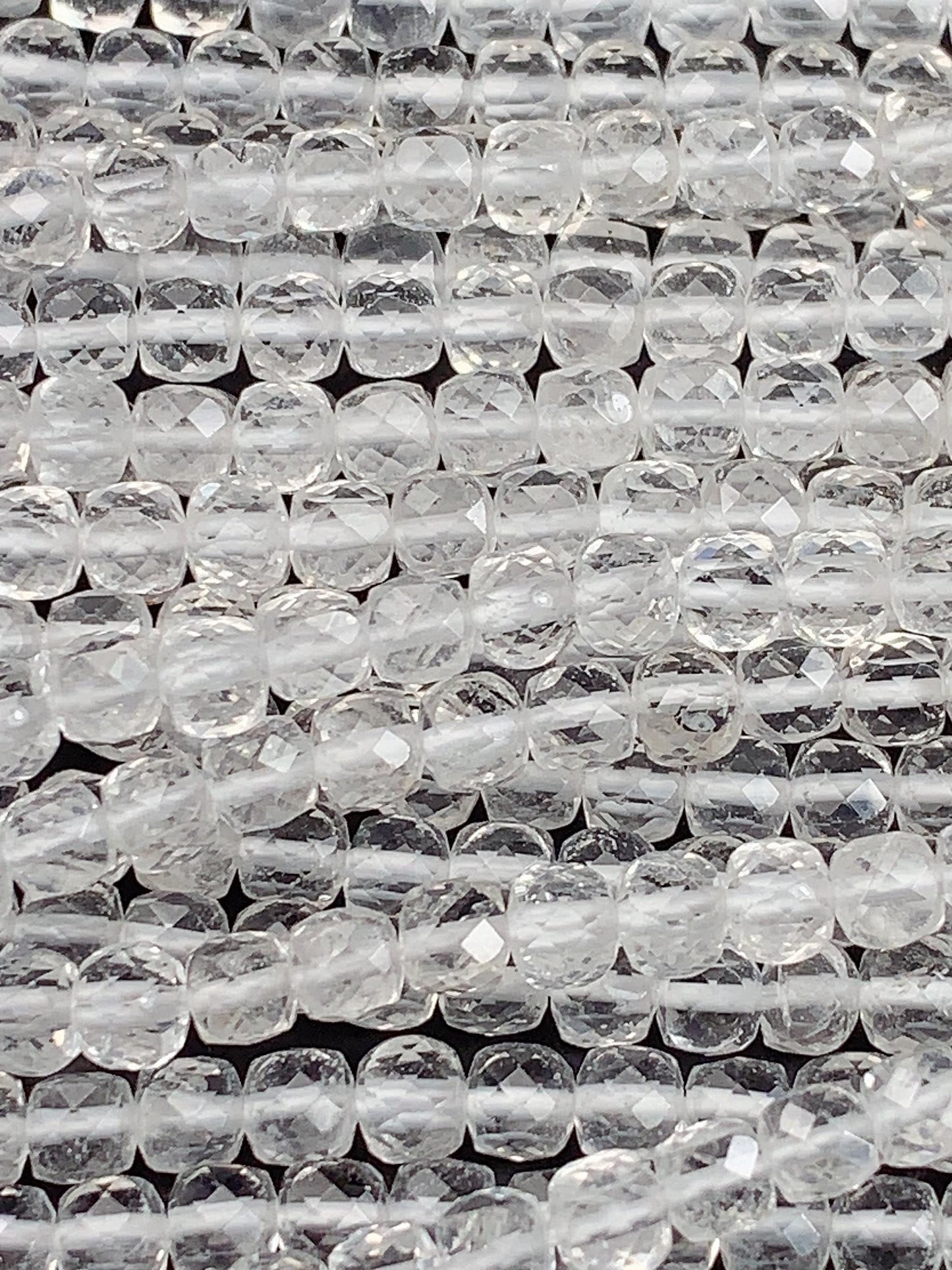 4.5mm + Grade AAA+ Genuine Natural  white clear quartz crystals Rock Faceted Cube Square Beads 15.5" Strand
